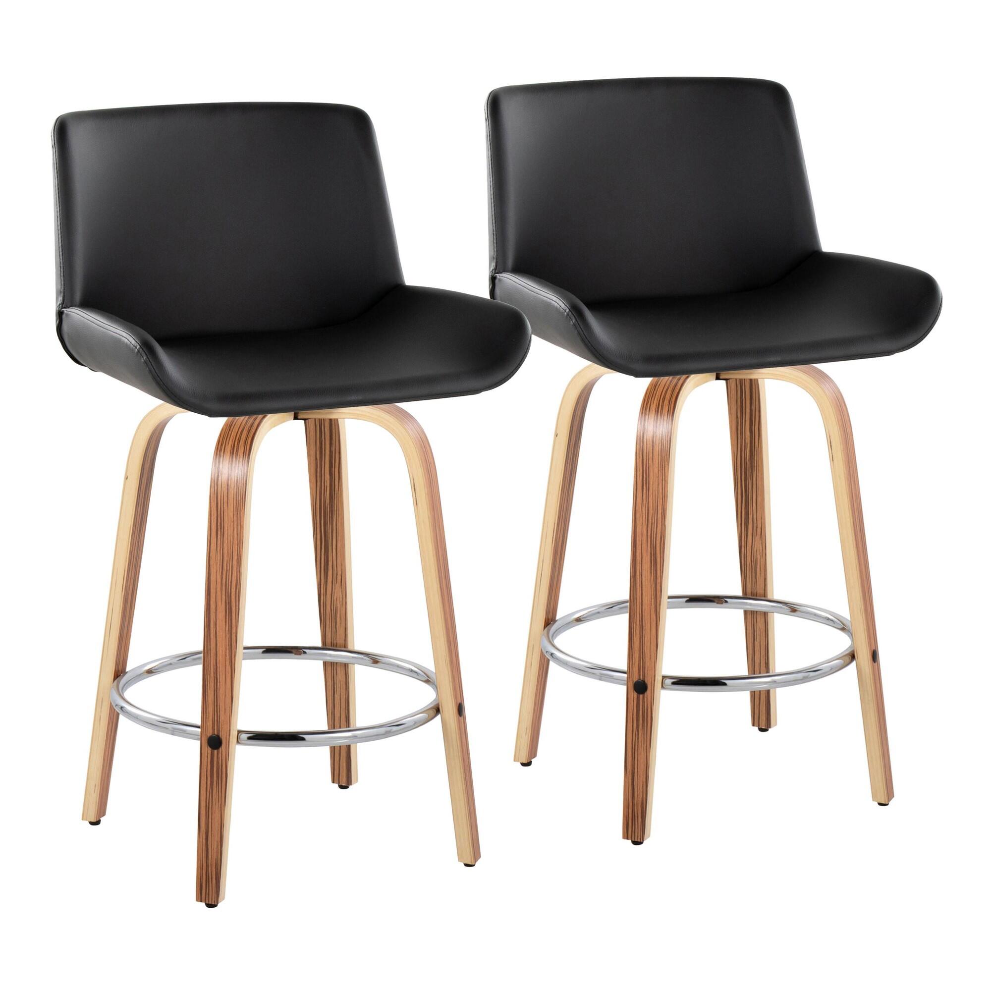 LumiSource Santi Counter Height Bar Stool (Set of 2), Black, large