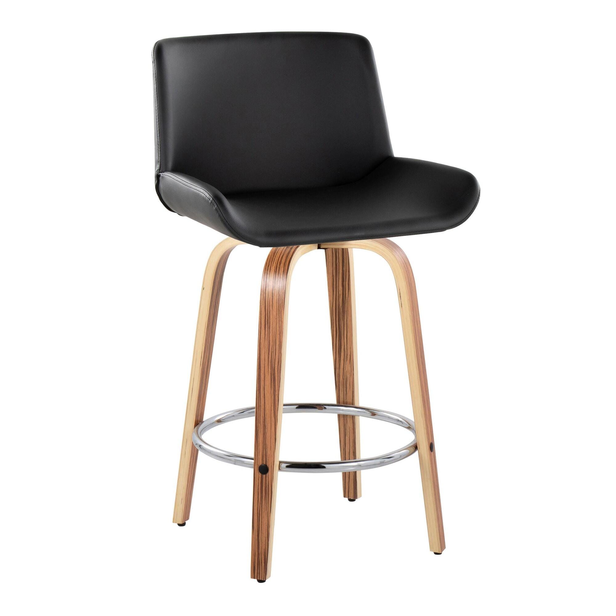 LumiSource Santi Counter Height Bar Stool (Set of 2), Black, large