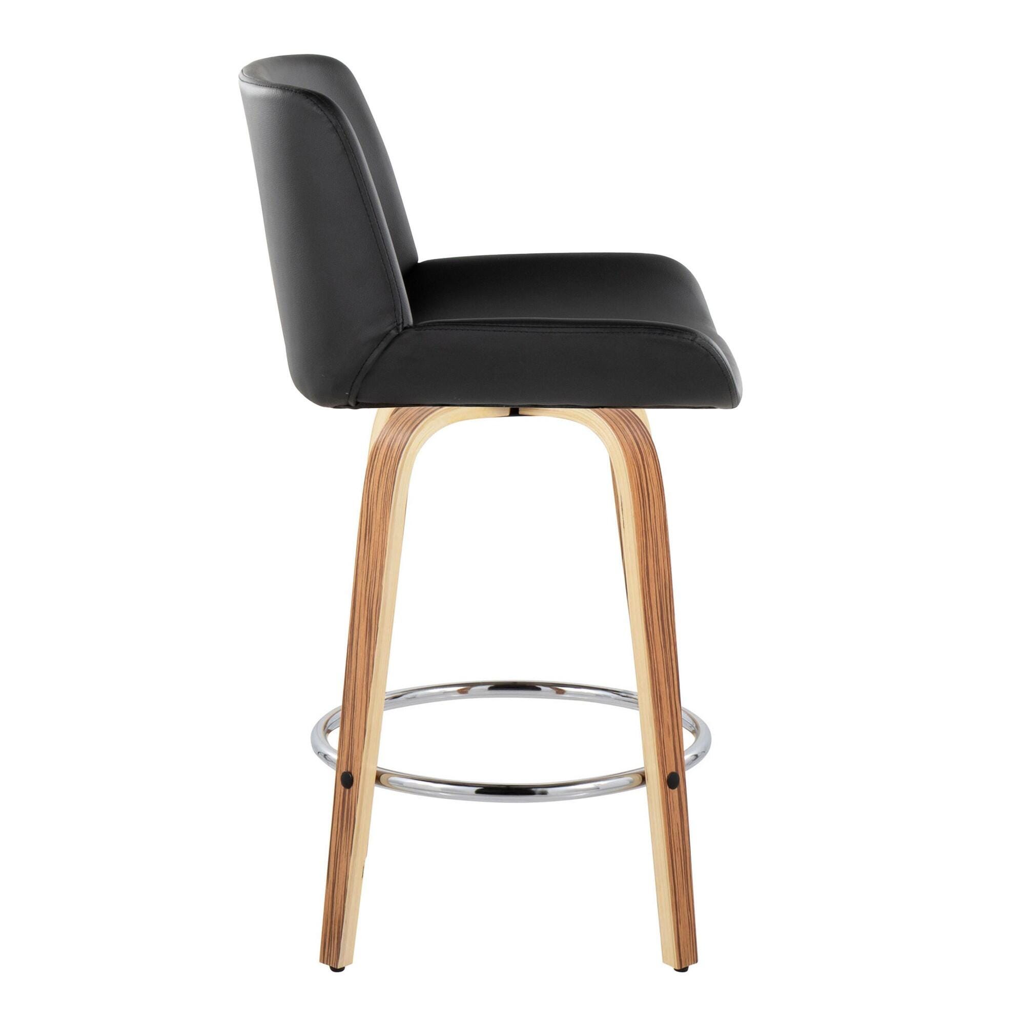 LumiSource Santi Counter Height Bar Stool (Set of 2), Black, large
