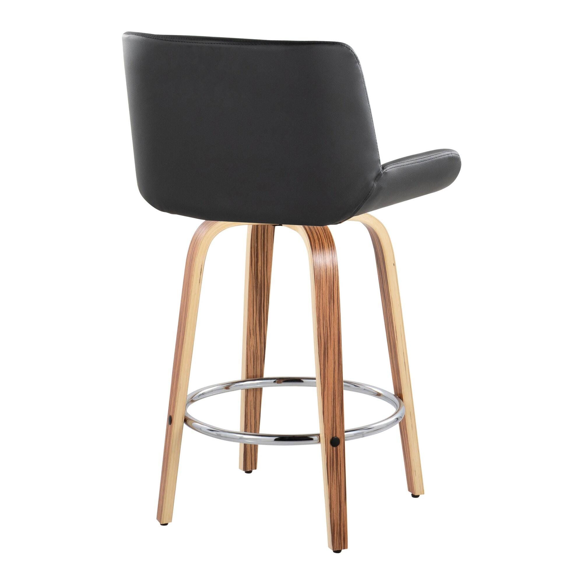LumiSource Santi Counter Height Bar Stool (Set of 2), Black, large