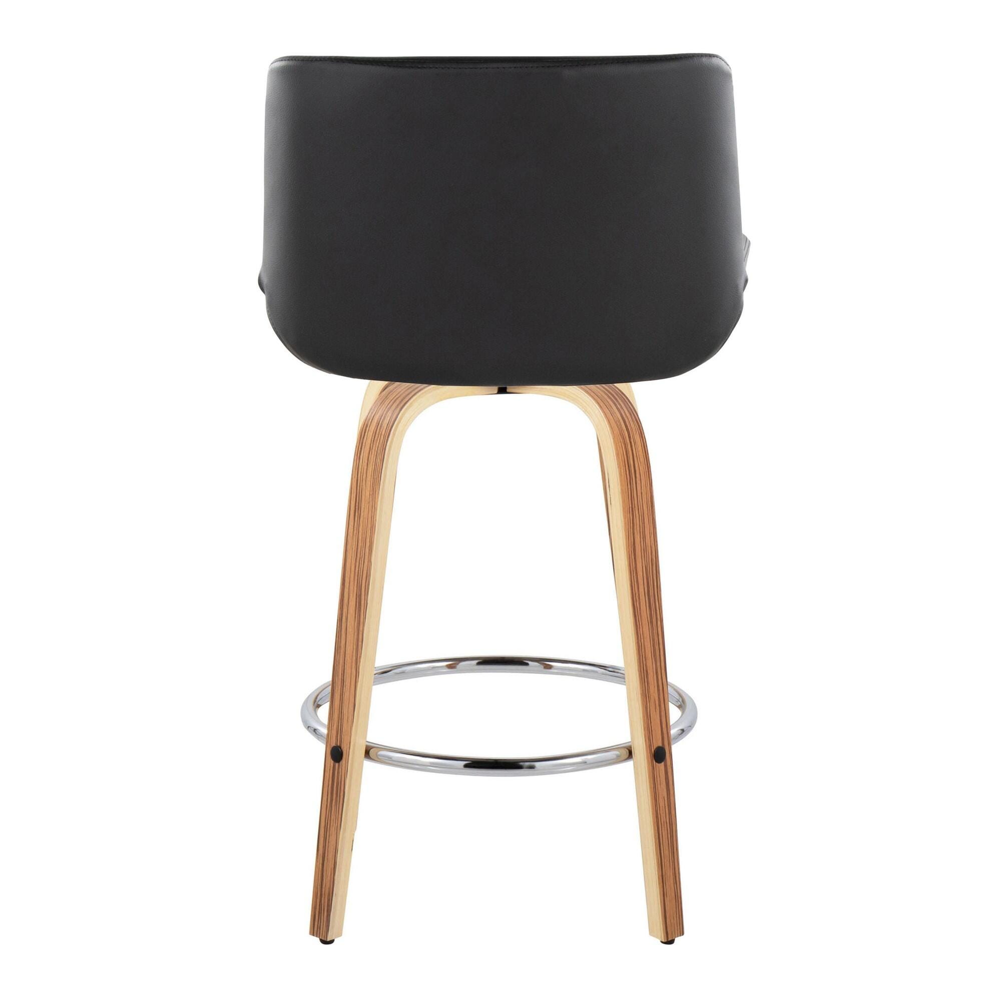 LumiSource Santi Counter Height Bar Stool (Set of 2), Black, large