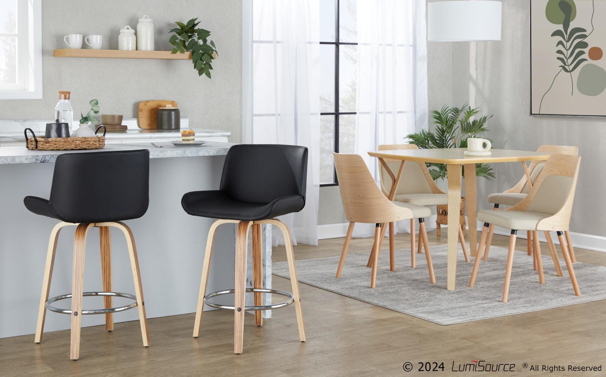 LumiSource Santi Counter Height Bar Stool (Set of 2), Black, large