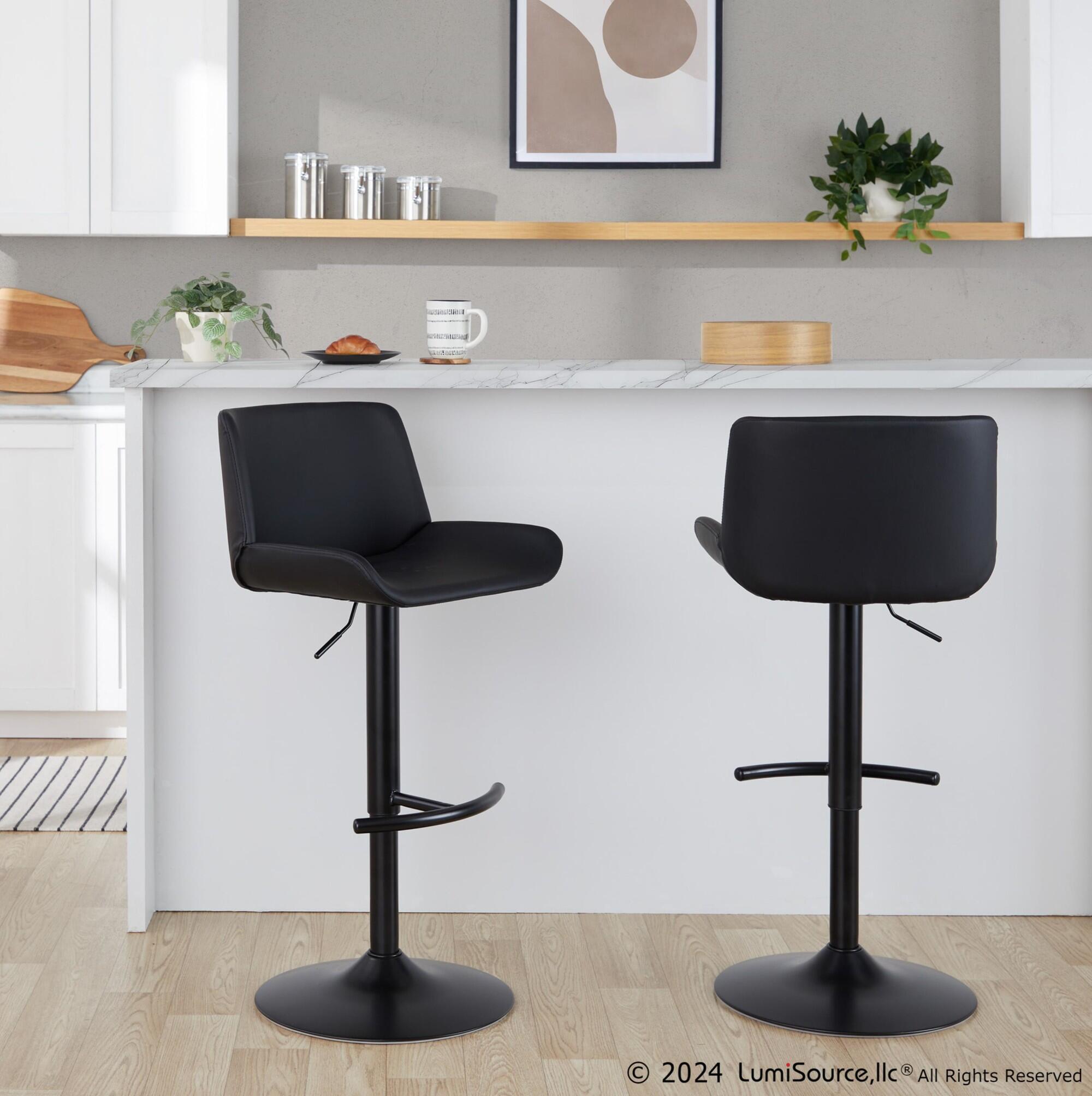 LumiSource Santi Bar Height Bar Stool  (Set of 2), Black, rollover