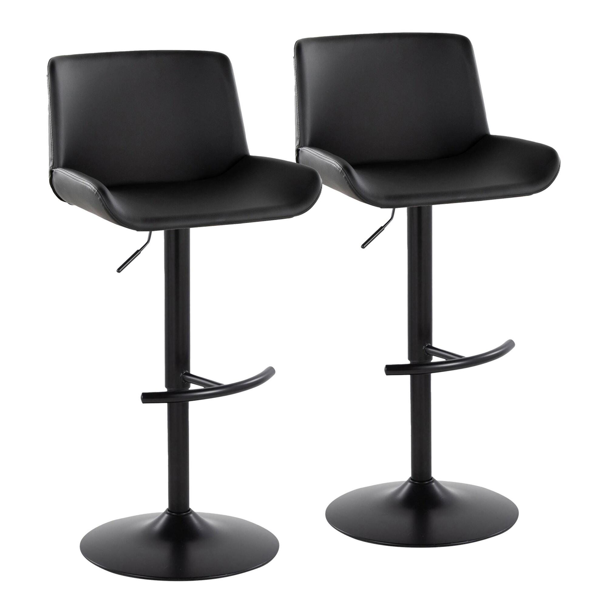 LumiSource Santi Bar Height Bar Stool  (Set of 2), Black, large