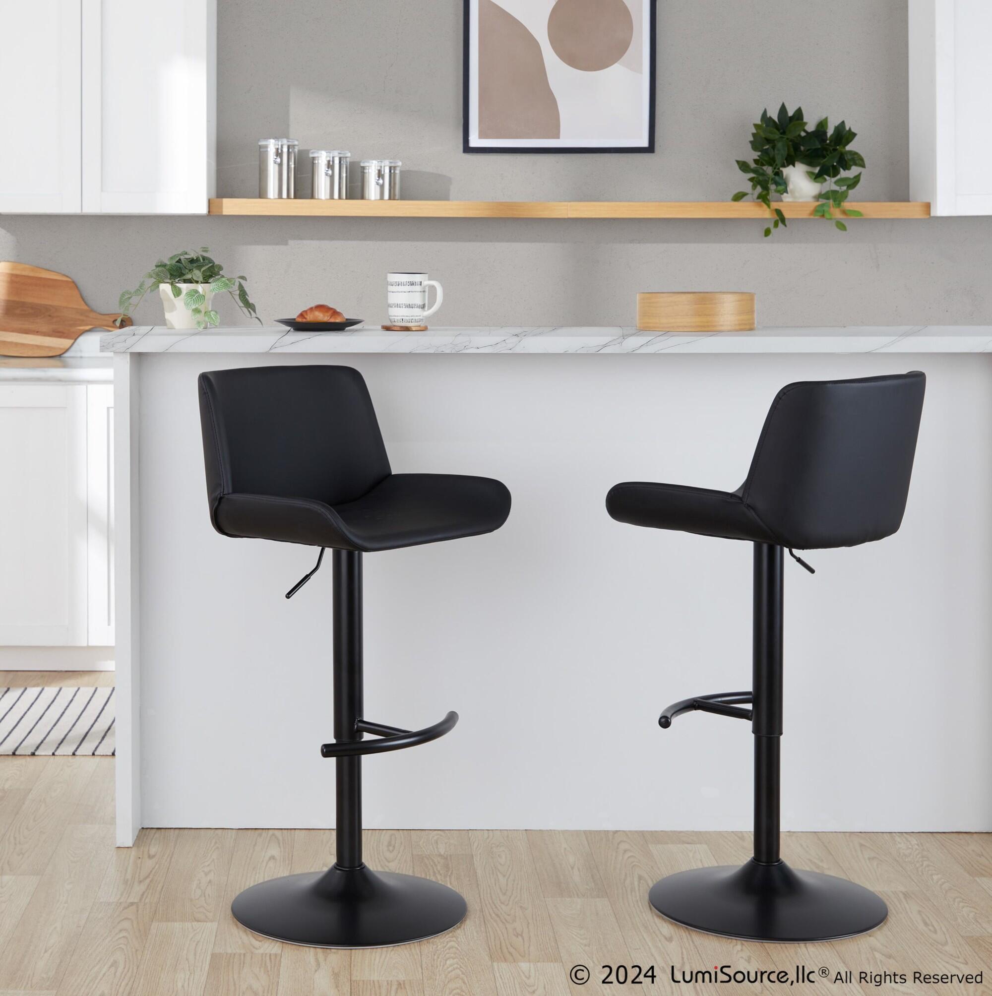 LumiSource Santi Bar Height Bar Stool  (Set of 2), Black, large