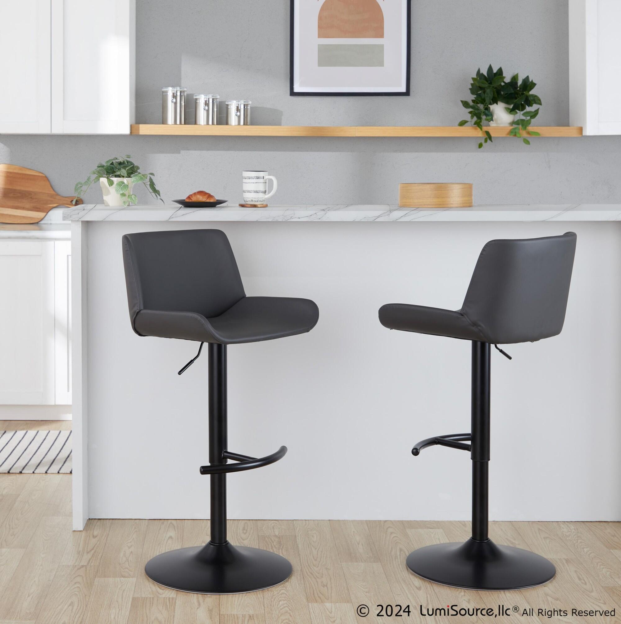 LumiSource Santi Bar Height Bar Stool  (Set of 2), Gray, large