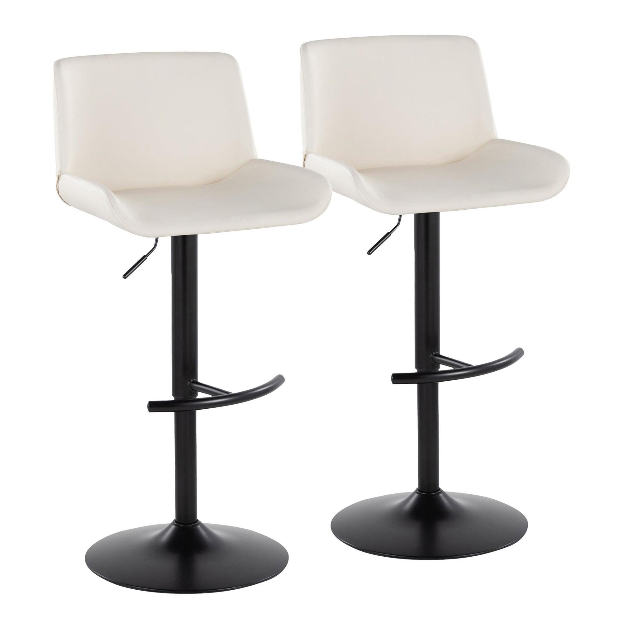 LumiSource Santi Bar Height Bar Stool  (Set of 2), White, large