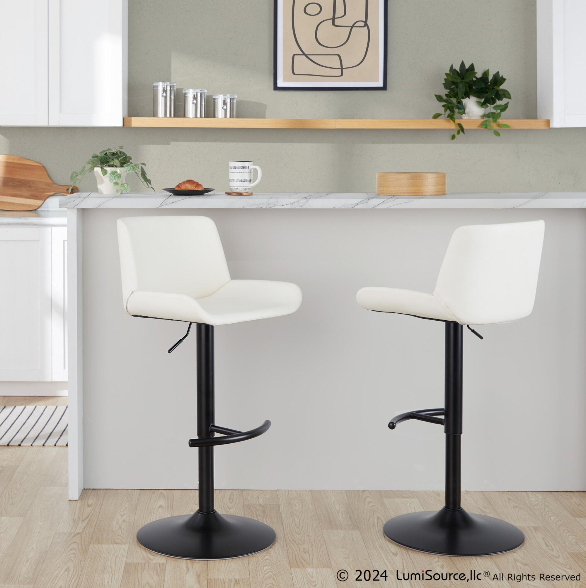 LumiSource Santi Bar Height Bar Stool  (Set of 2), White, large