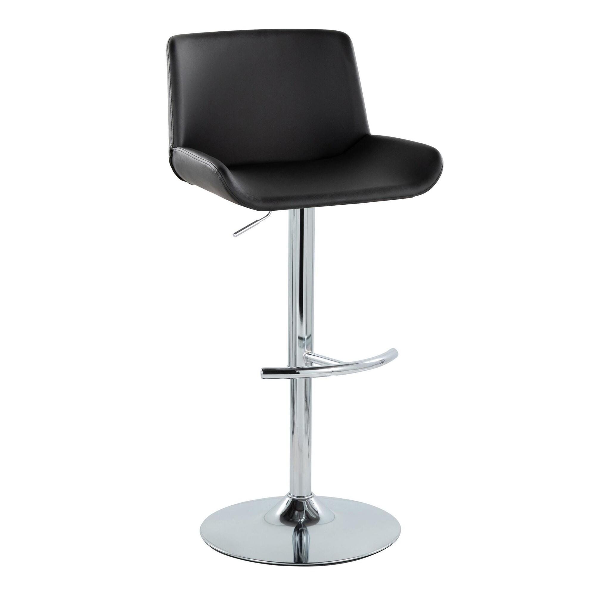 LumiSource Santi Bar Height Swivel Bar Stool  (Set of 2), Black, large