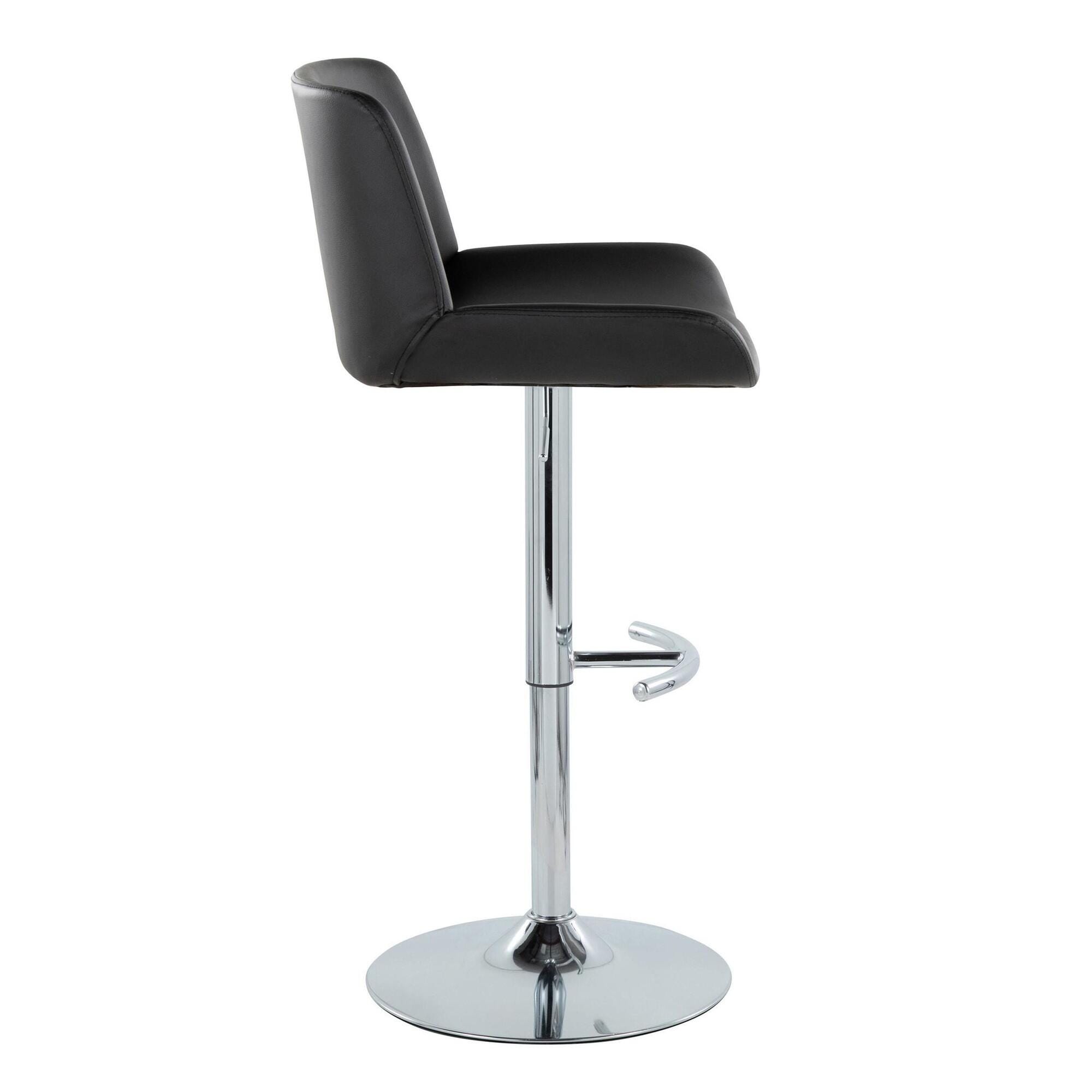LumiSource Santi Bar Height Swivel Bar Stool  (Set of 2), Black, large