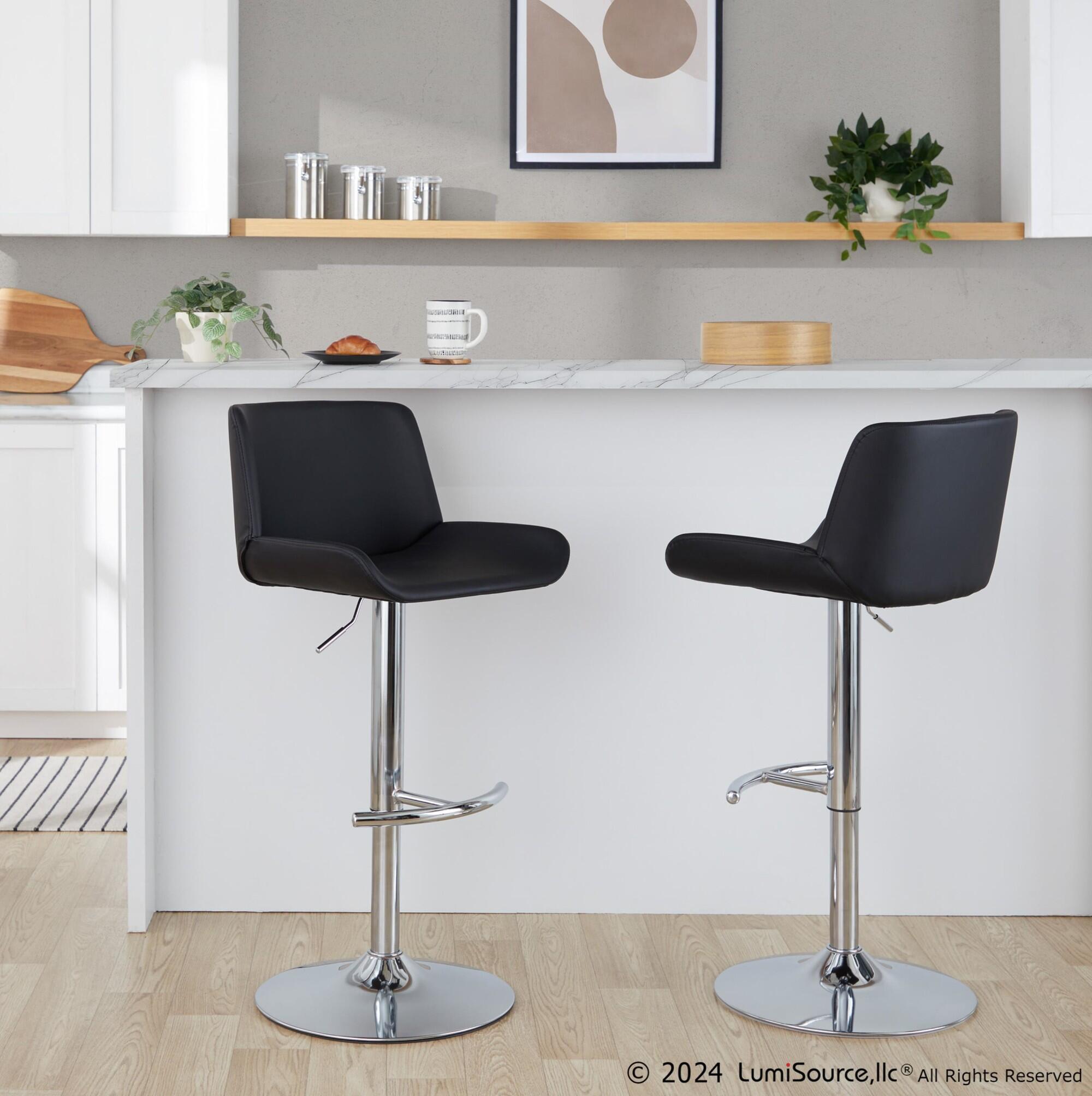 LumiSource Santi Bar Height Swivel Bar Stool  (Set of 2), Black, large
