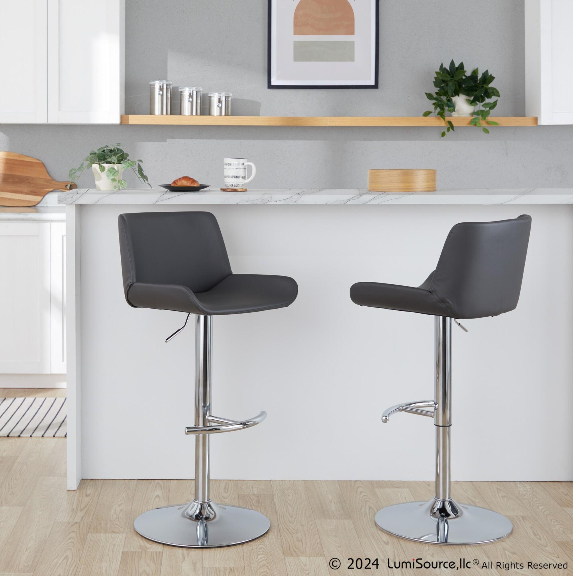 LumiSource Santi Bar Height Swivel Bar Stool  (Set of 2), Gray, large