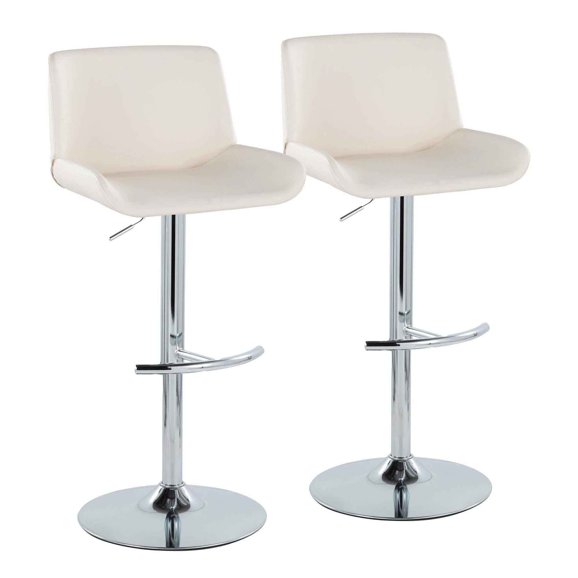 LumiSource Santi Bar Height Swivel Bar Stool  (Set of 2), White, large