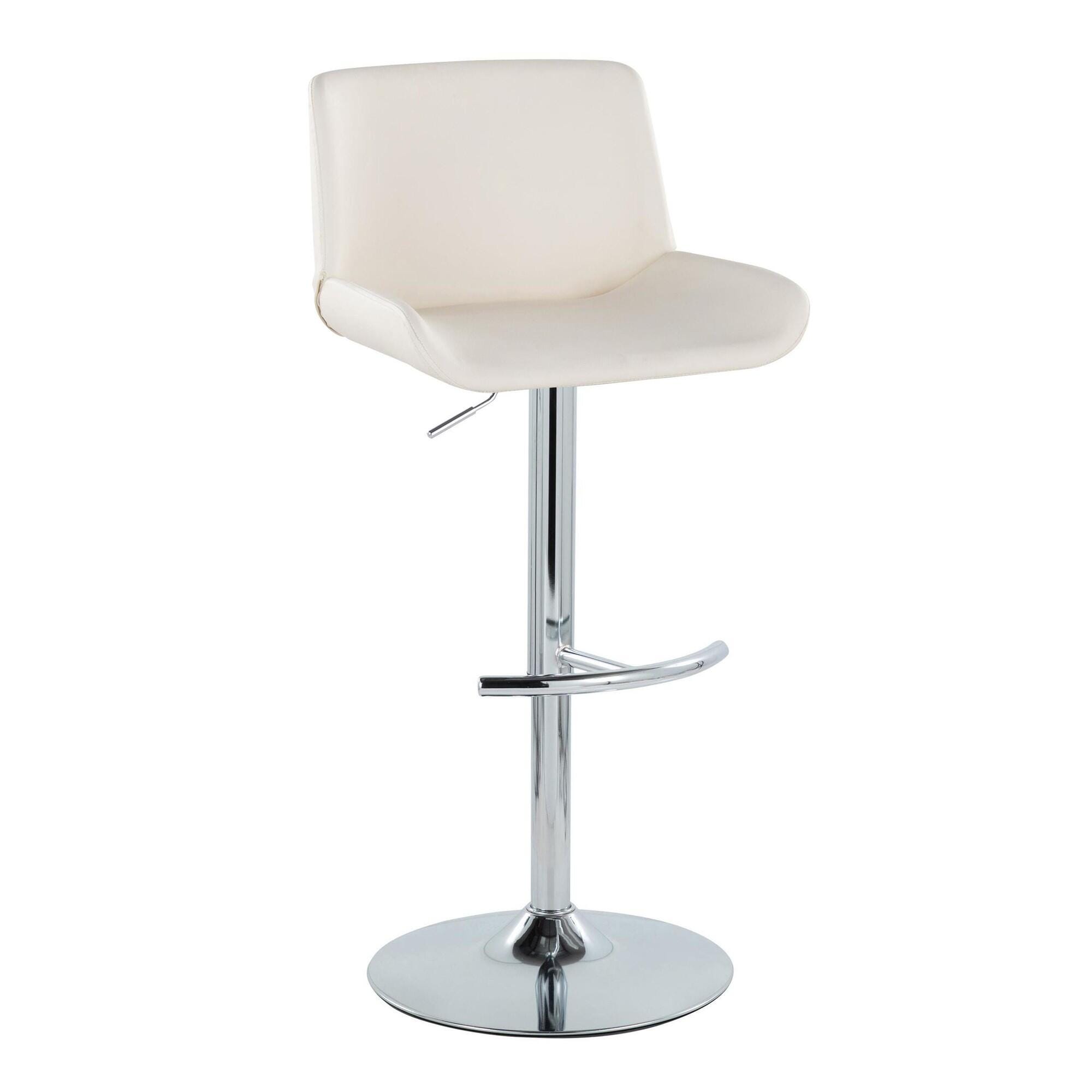 LumiSource Santi Bar Height Swivel Bar Stool  (Set of 2), White, large