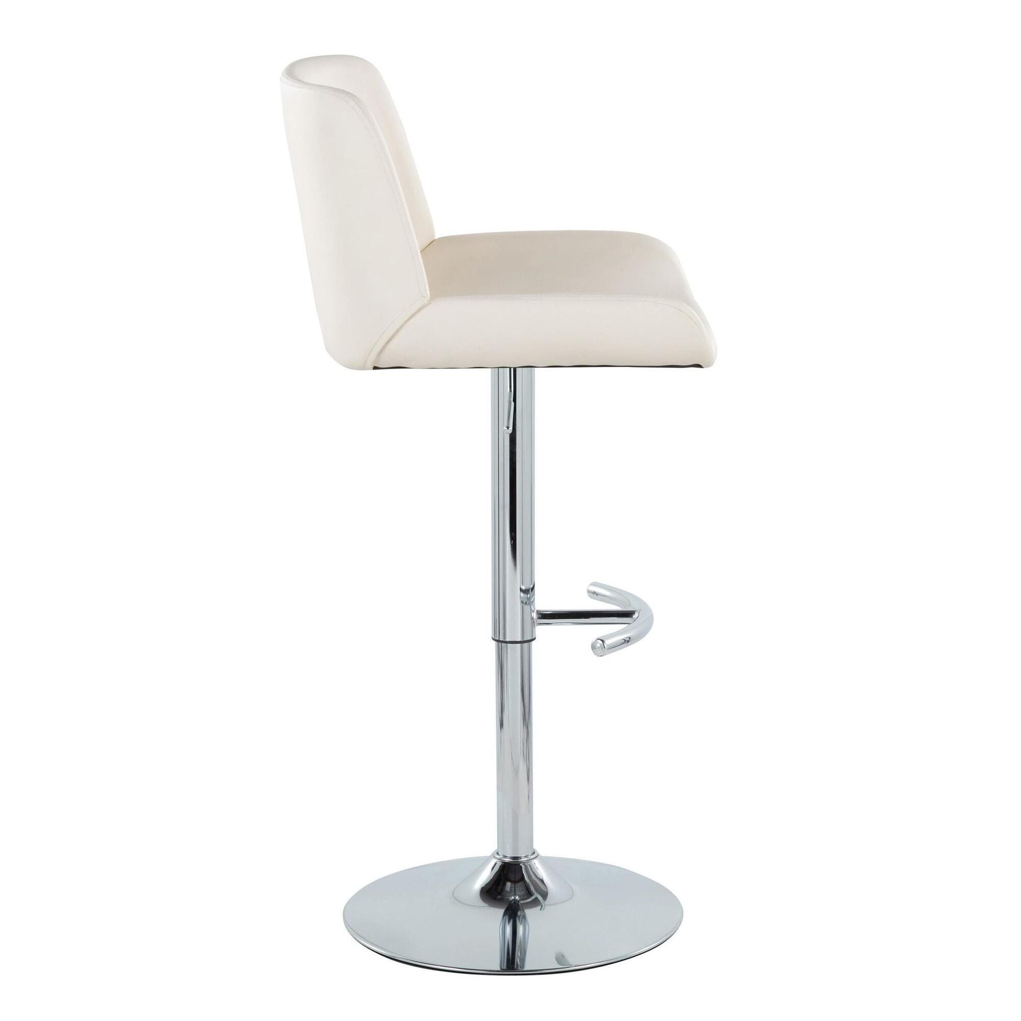 LumiSource Santi Bar Height Swivel Bar Stool  (Set of 2), White, large
