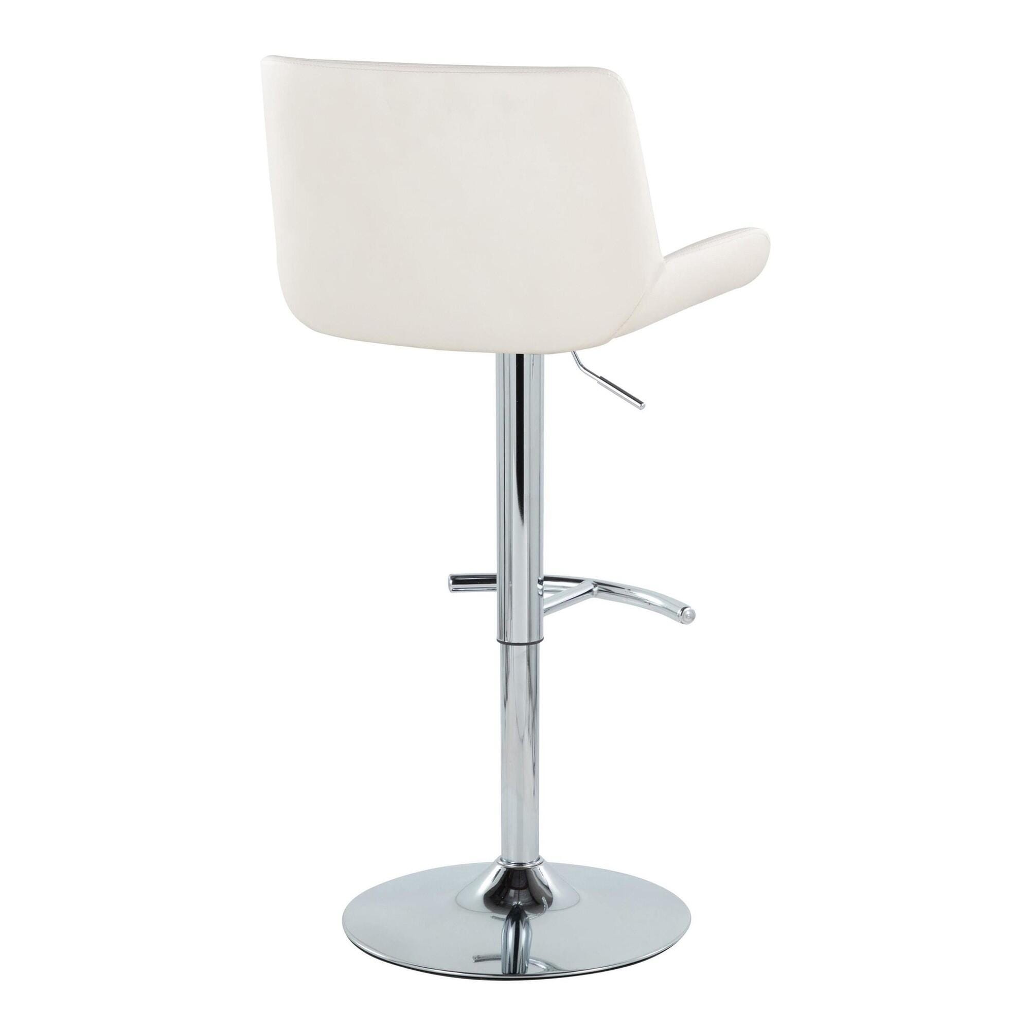 LumiSource Santi Bar Height Swivel Bar Stool  (Set of 2), White, large