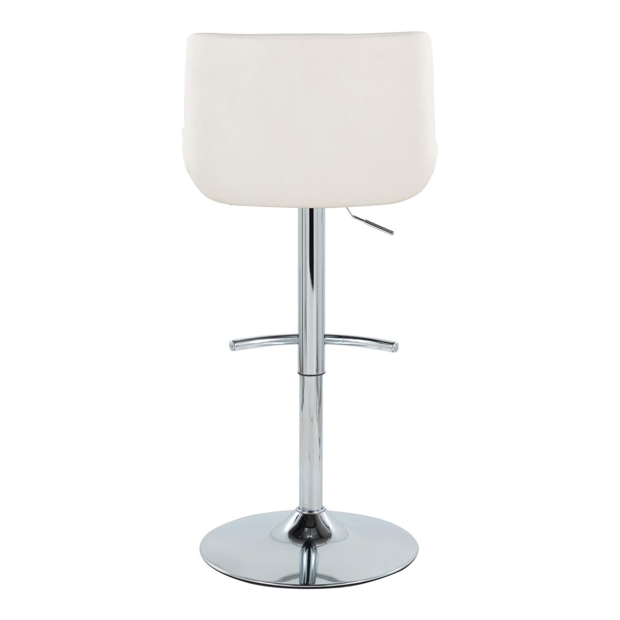 LumiSource Santi Bar Height Swivel Bar Stool  (Set of 2), White, large