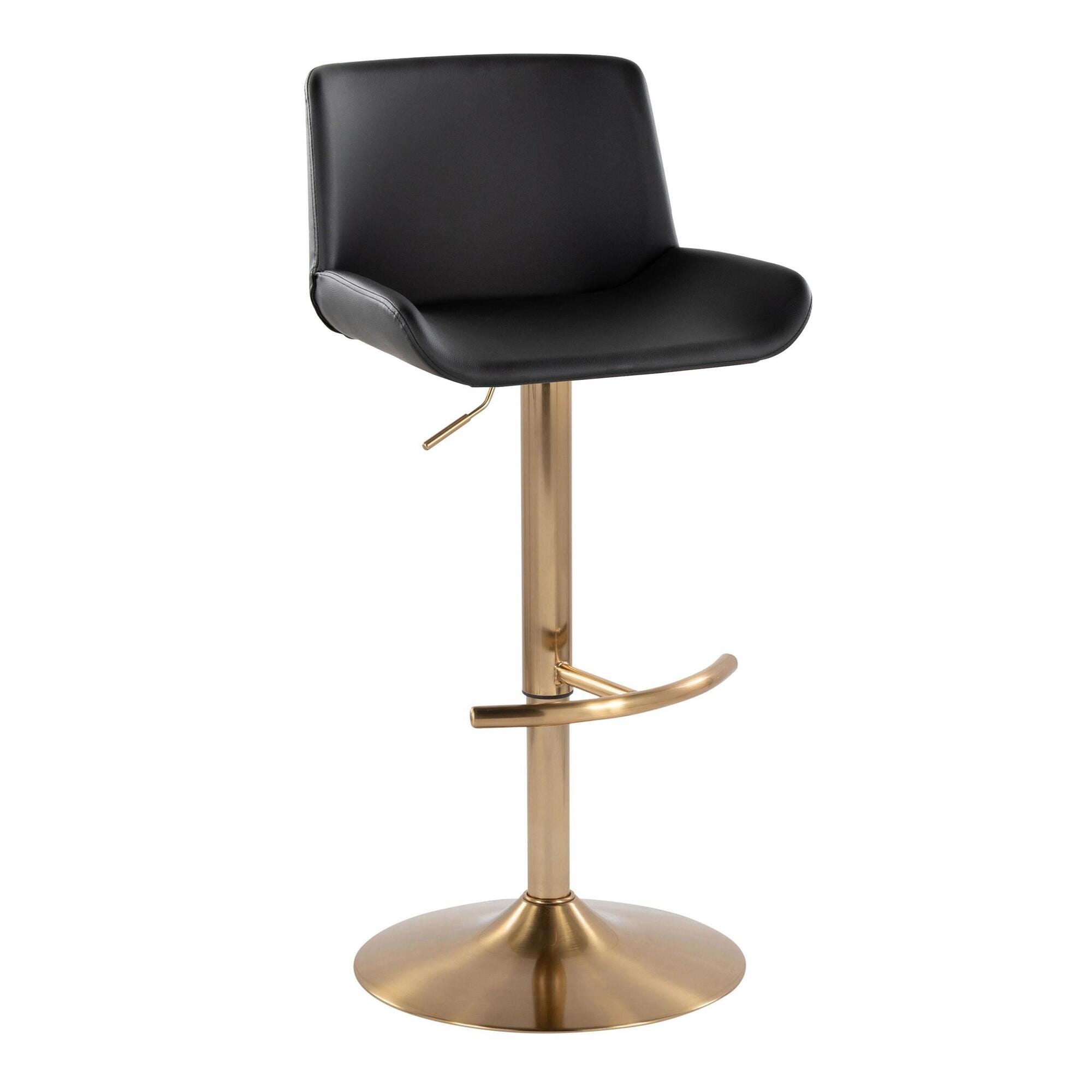 LumiSource Santi Bar Height Swivel Bar Stool  (Set of 2), Black/Gold, large