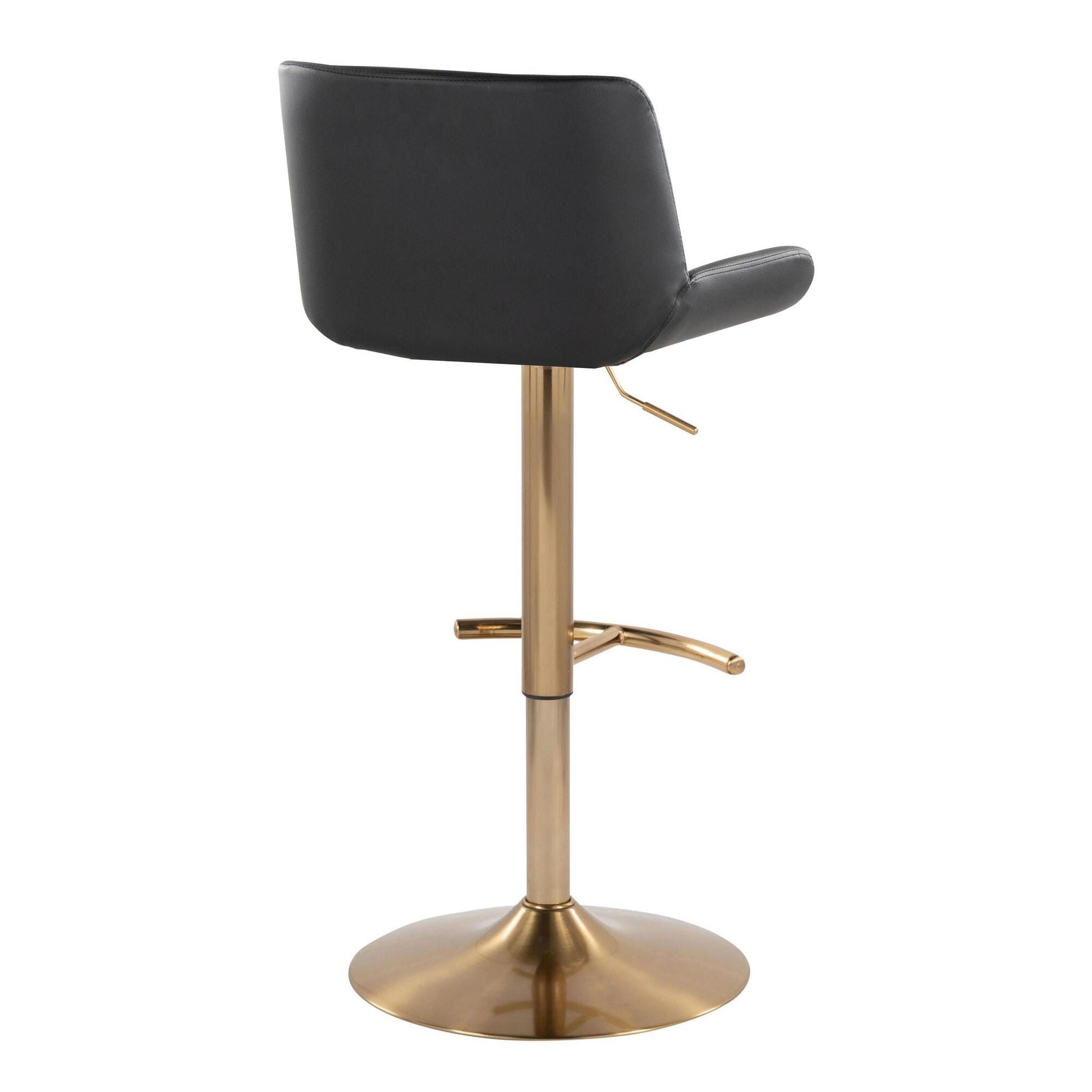 LumiSource Santi Bar Height Swivel Bar Stool  (Set of 2), Black/Gold, large