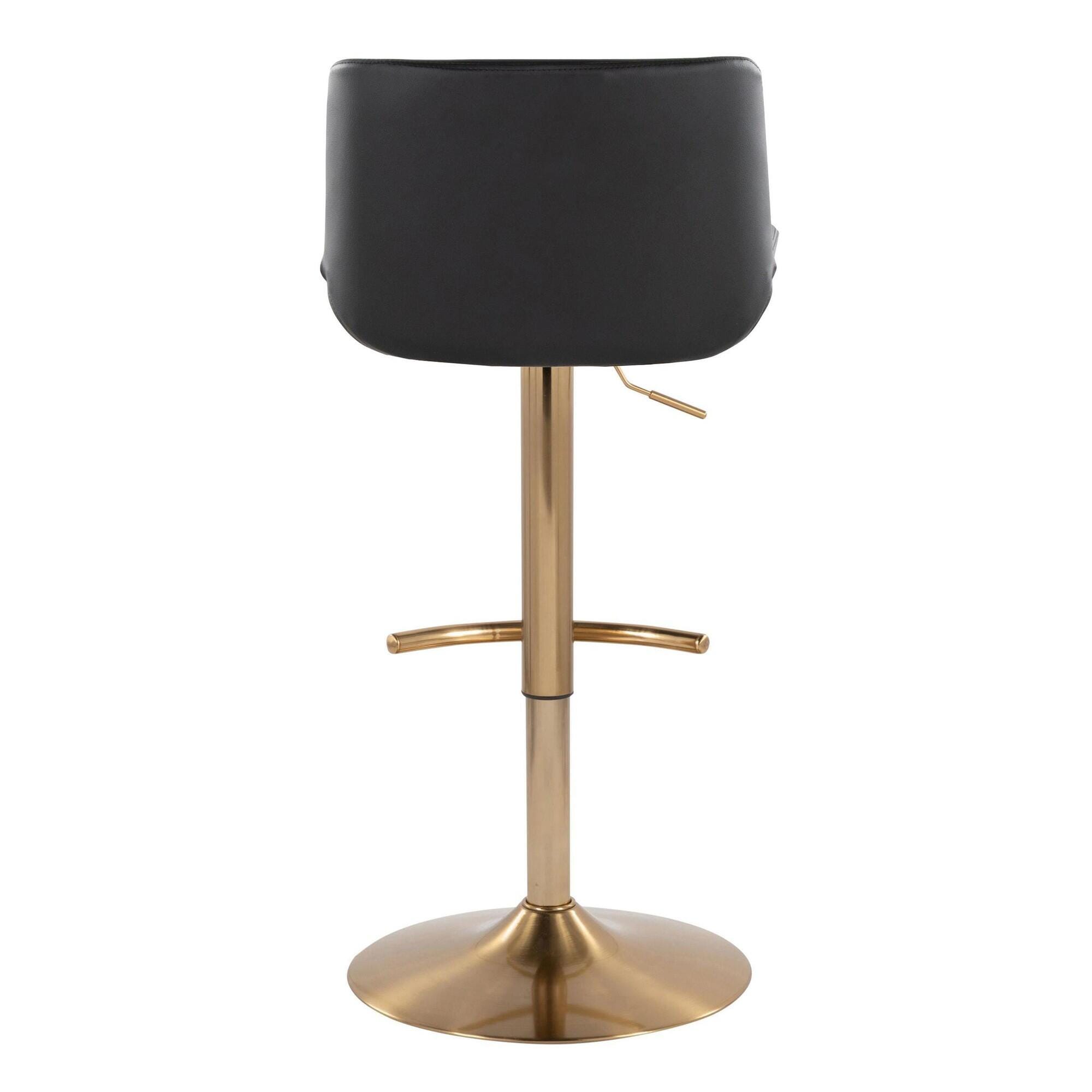 LumiSource Santi Bar Height Swivel Bar Stool  (Set of 2), Black/Gold, large