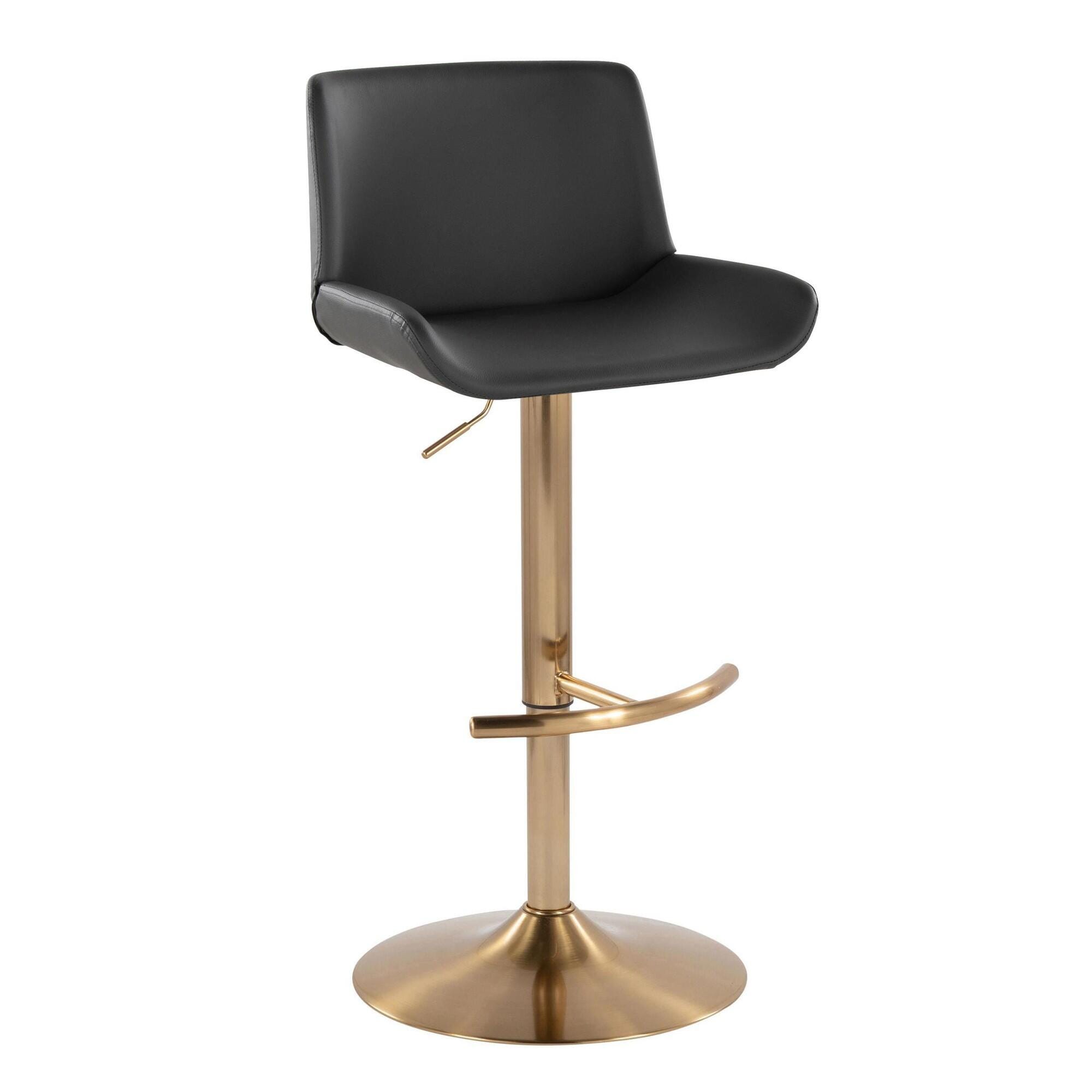 LumiSource Santi Bar Height Swivel Bar Stool  (Set of 2), Gray/Gold, large