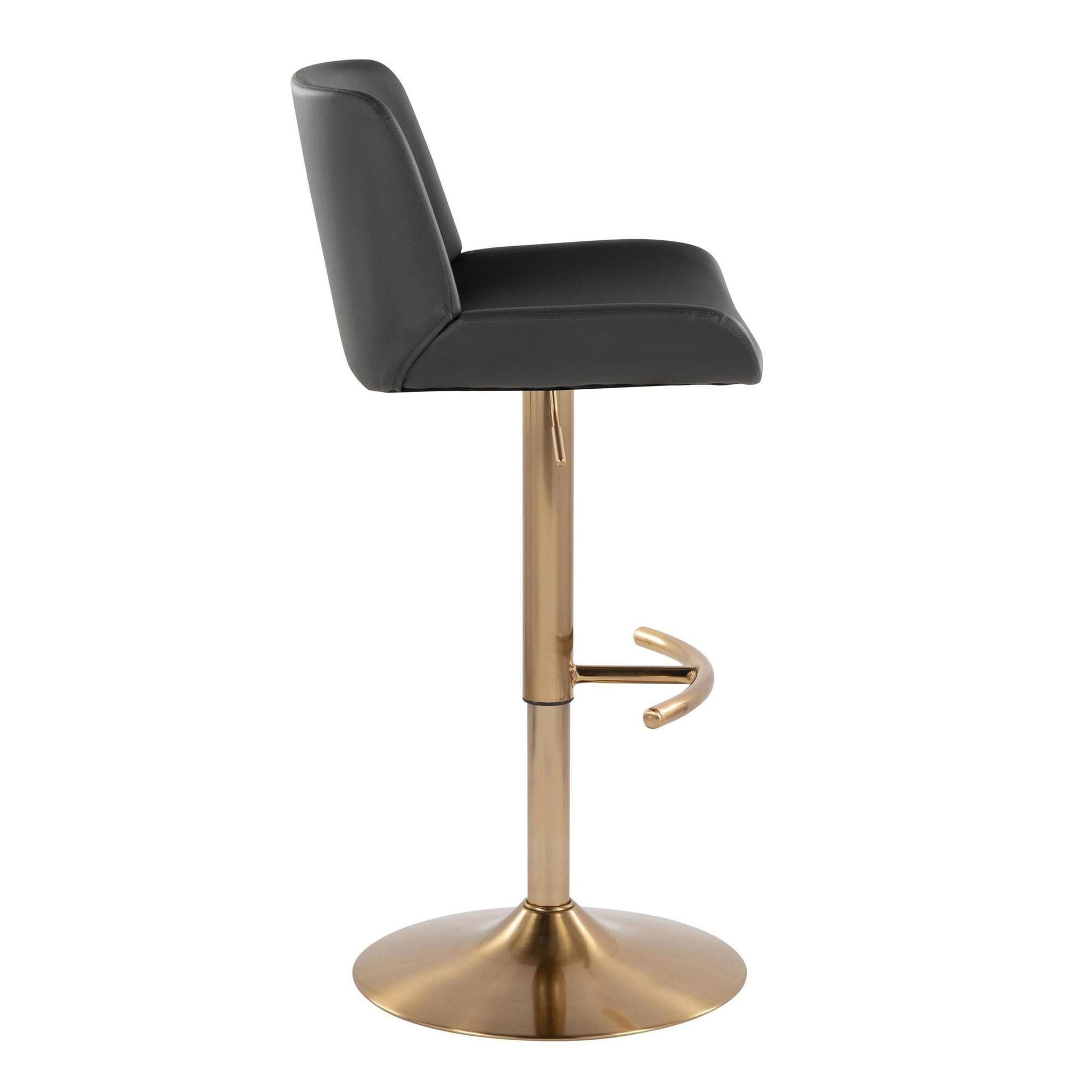 LumiSource Santi Bar Height Swivel Bar Stool  (Set of 2), Gray/Gold, large