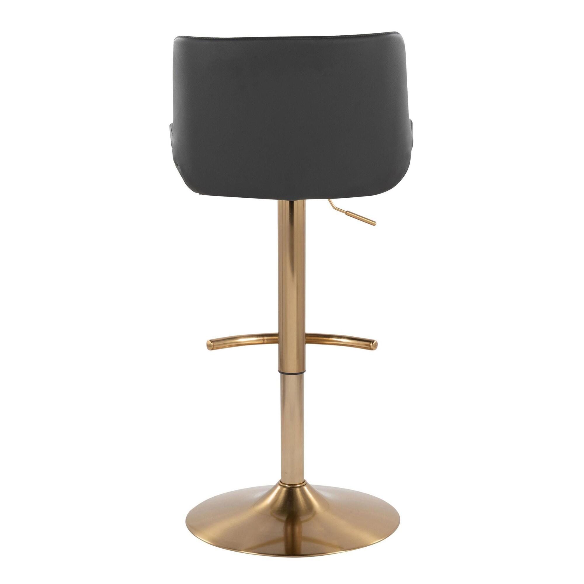 LumiSource Santi Bar Height Swivel Bar Stool  (Set of 2), Gray/Gold, large