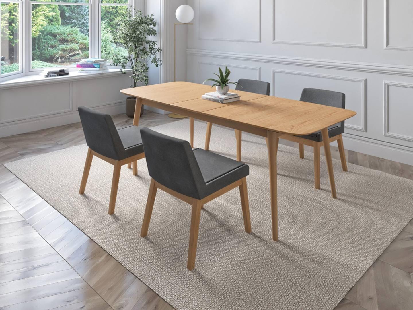 Midtown Concept Calveris Dining Table and 4 Chairs, Gray, rollover