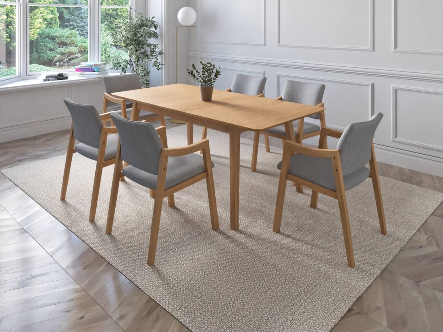 Midtown Concept Cindora Dining Table and 6 Chairs, Dark Gray/Brown, large