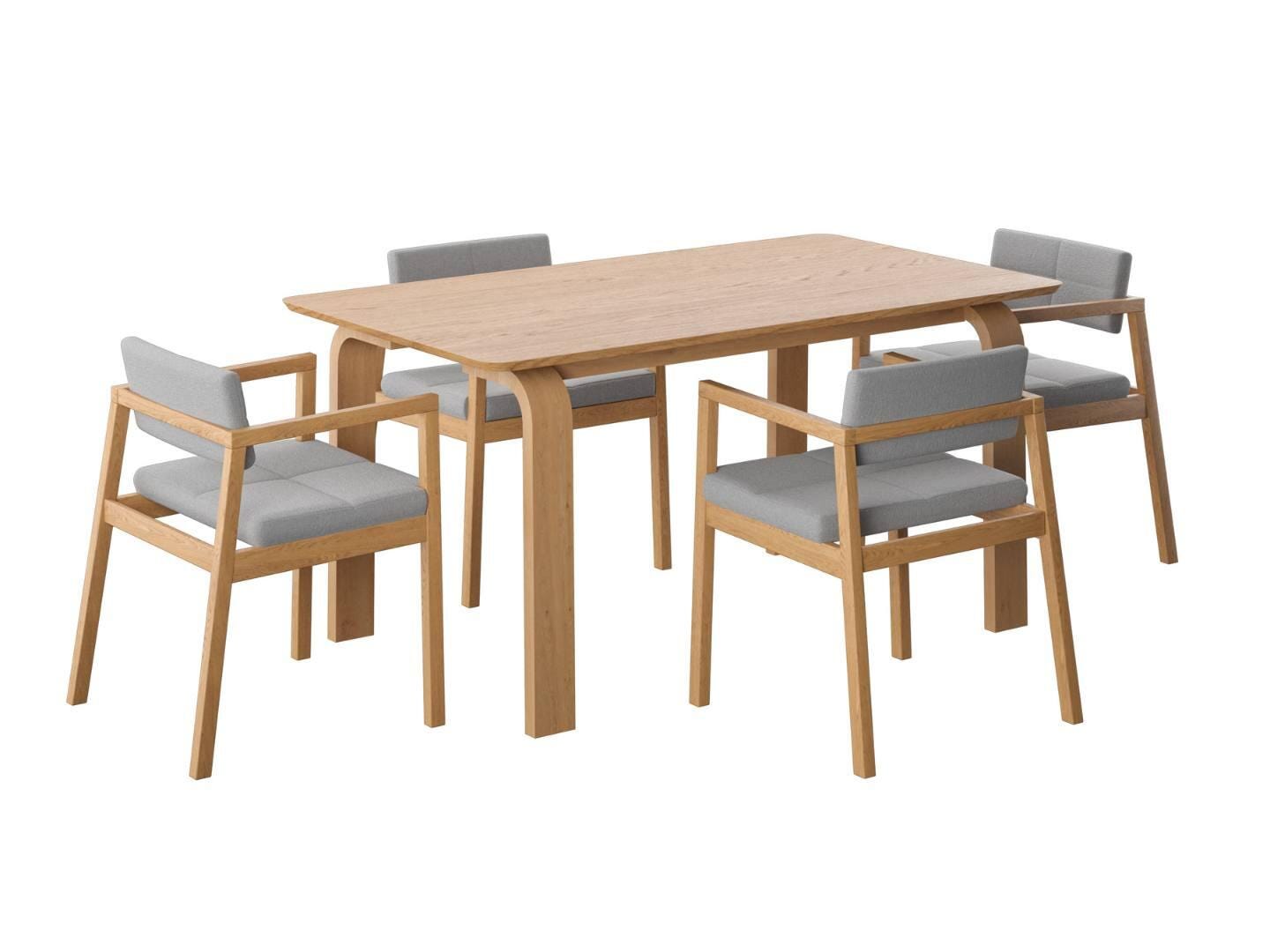 Midtown Concept Vaelmont Dining Table and 4 Chairs, Dark Gray/Brown, large