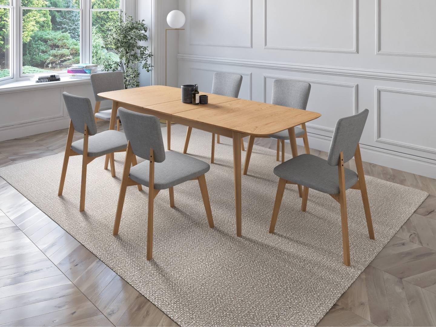 Midtown Concept Zephyria Dining Table and 6 Chairs, Dark Gray/Brown, large