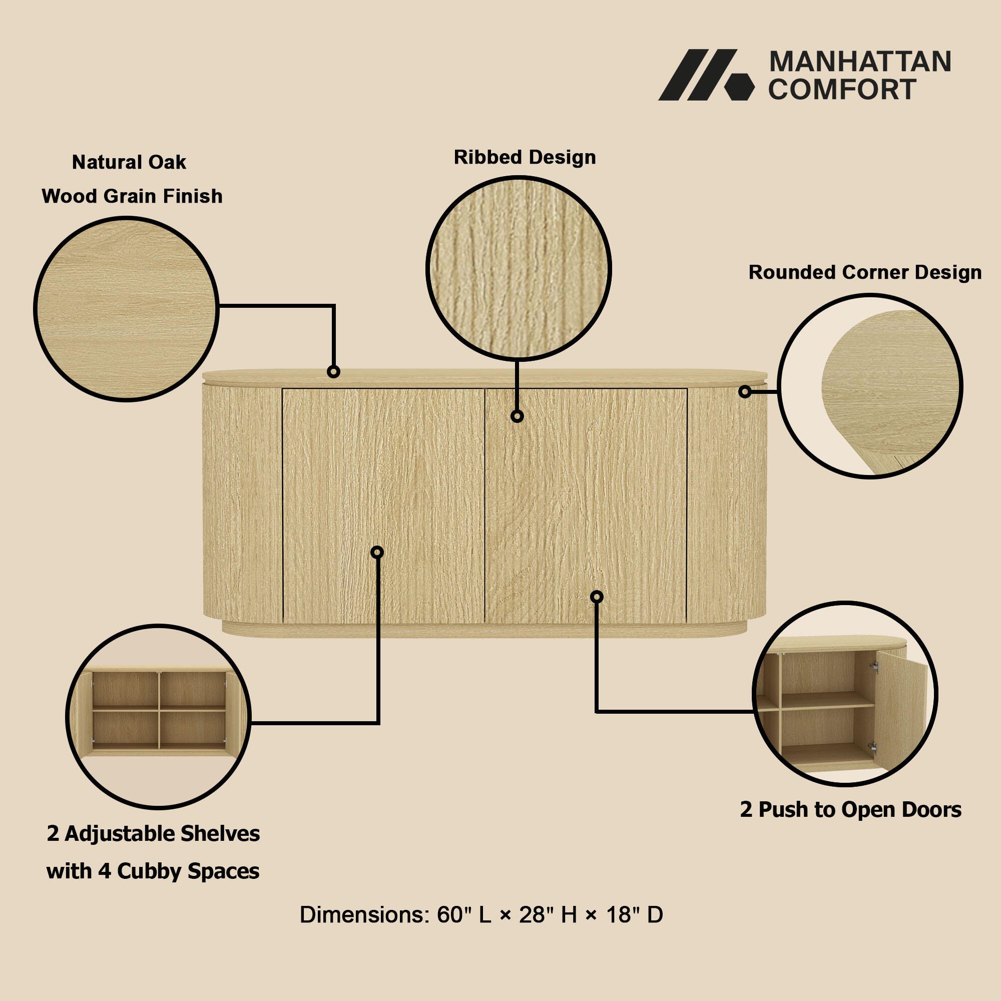 Manhattan Comfort Olivia Sideboard, , large