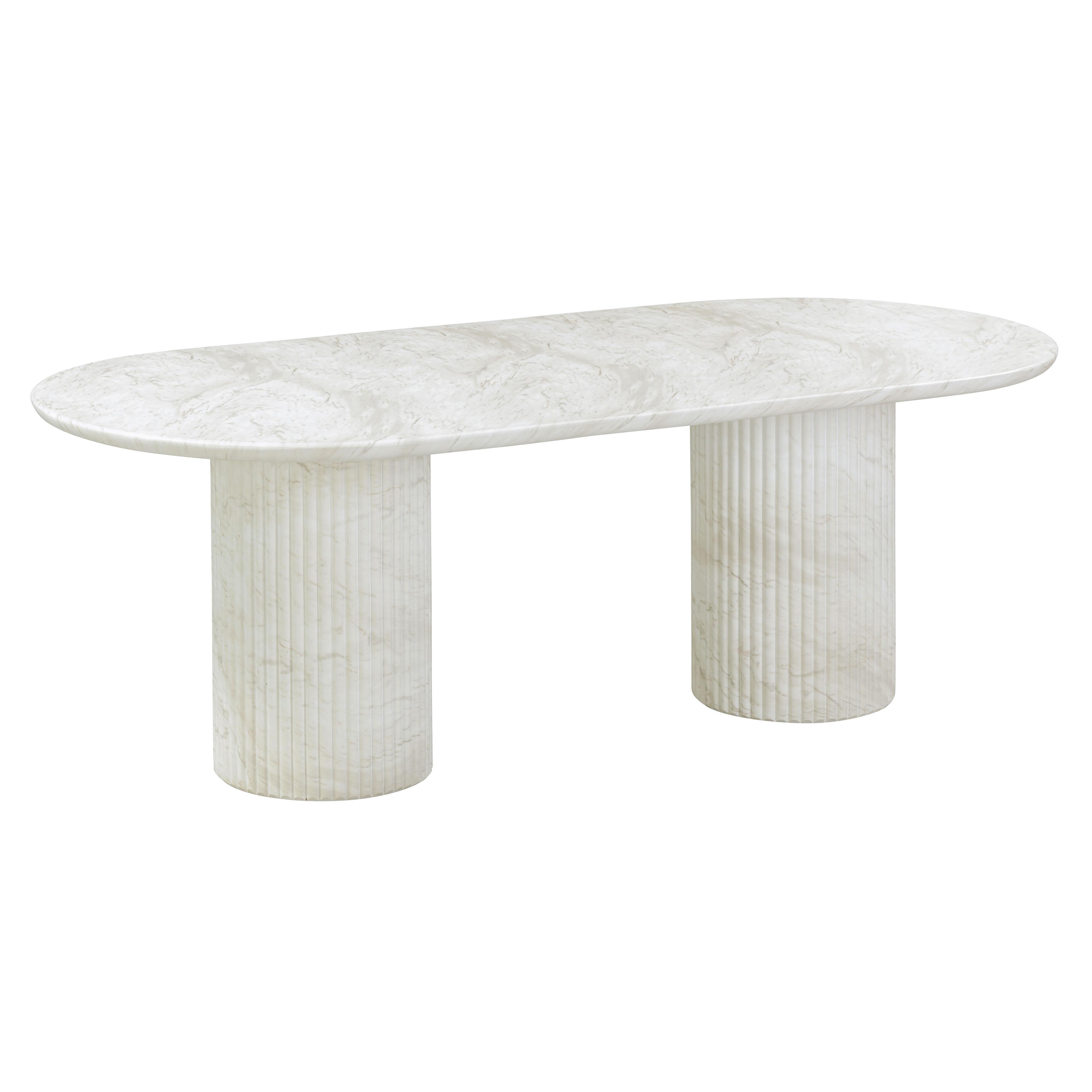 TOV Furniture Brut Dining Table, White Marble, large