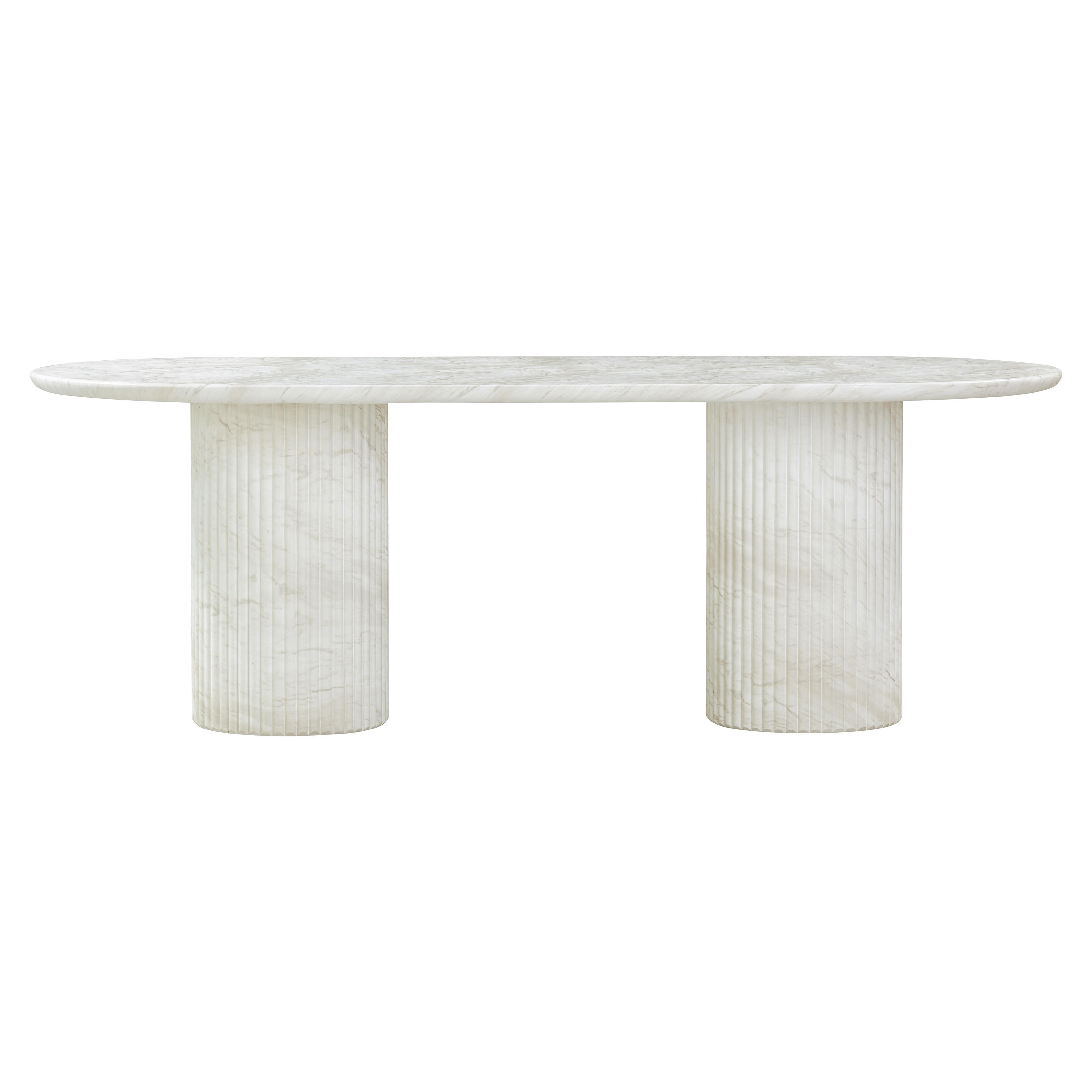TOV Furniture Brut Dining Table, White Marble, large
