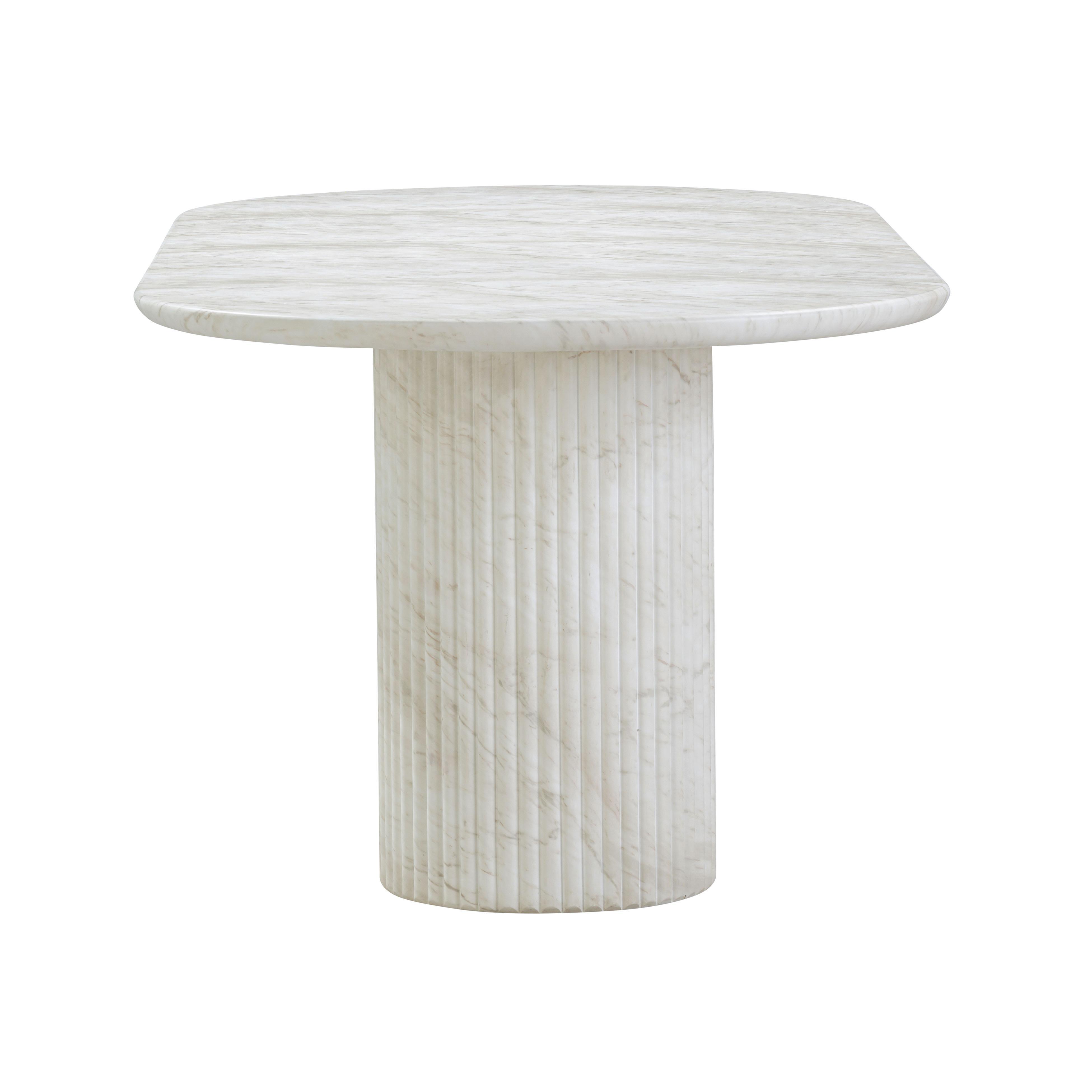 TOV Furniture Brut Dining Table, White Marble, large