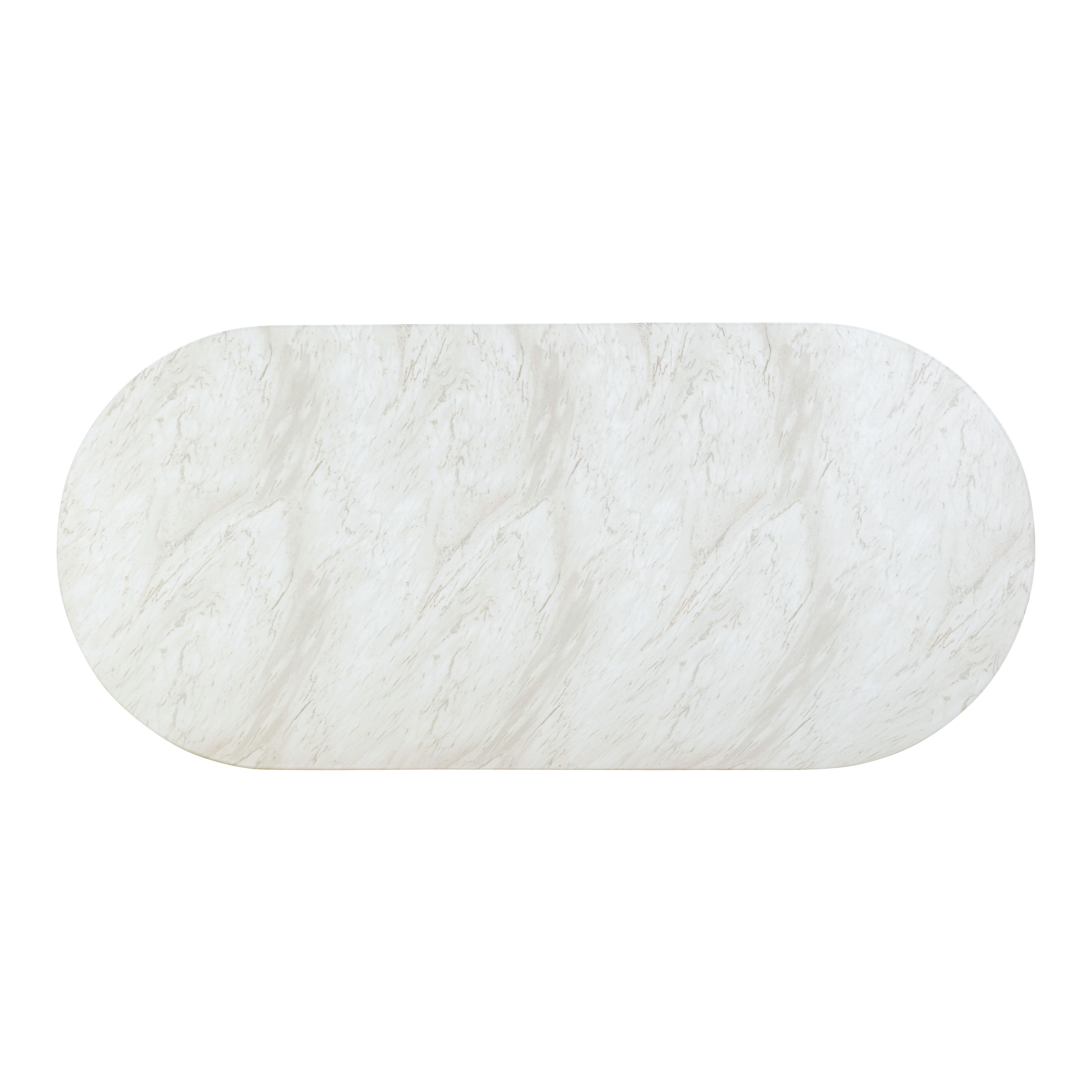TOV Furniture Brut Dining Table, White Marble, large