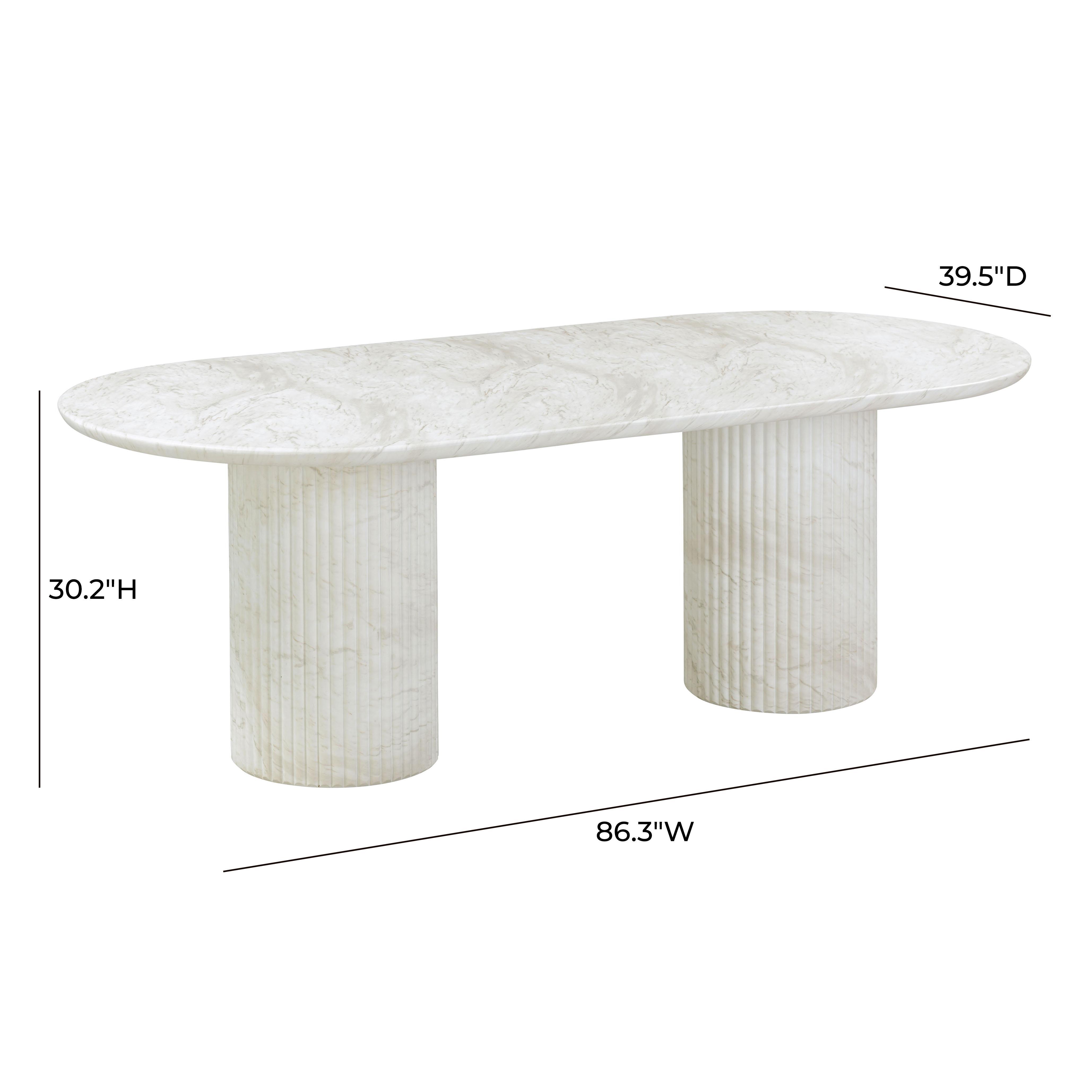 TOV Furniture Brut Dining Table, White Marble, large