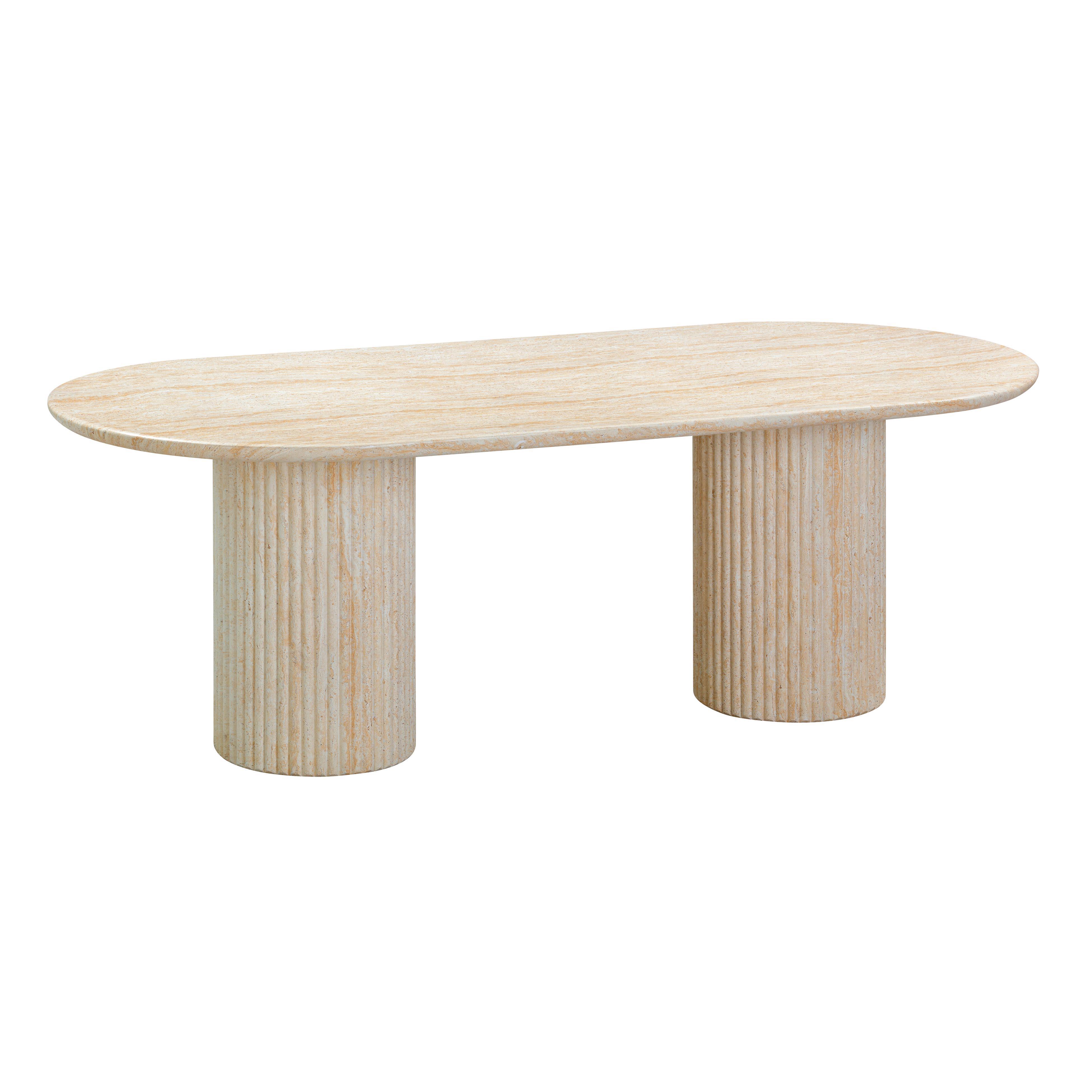 TOV Furniture Brut Dining Table, Travertine, large