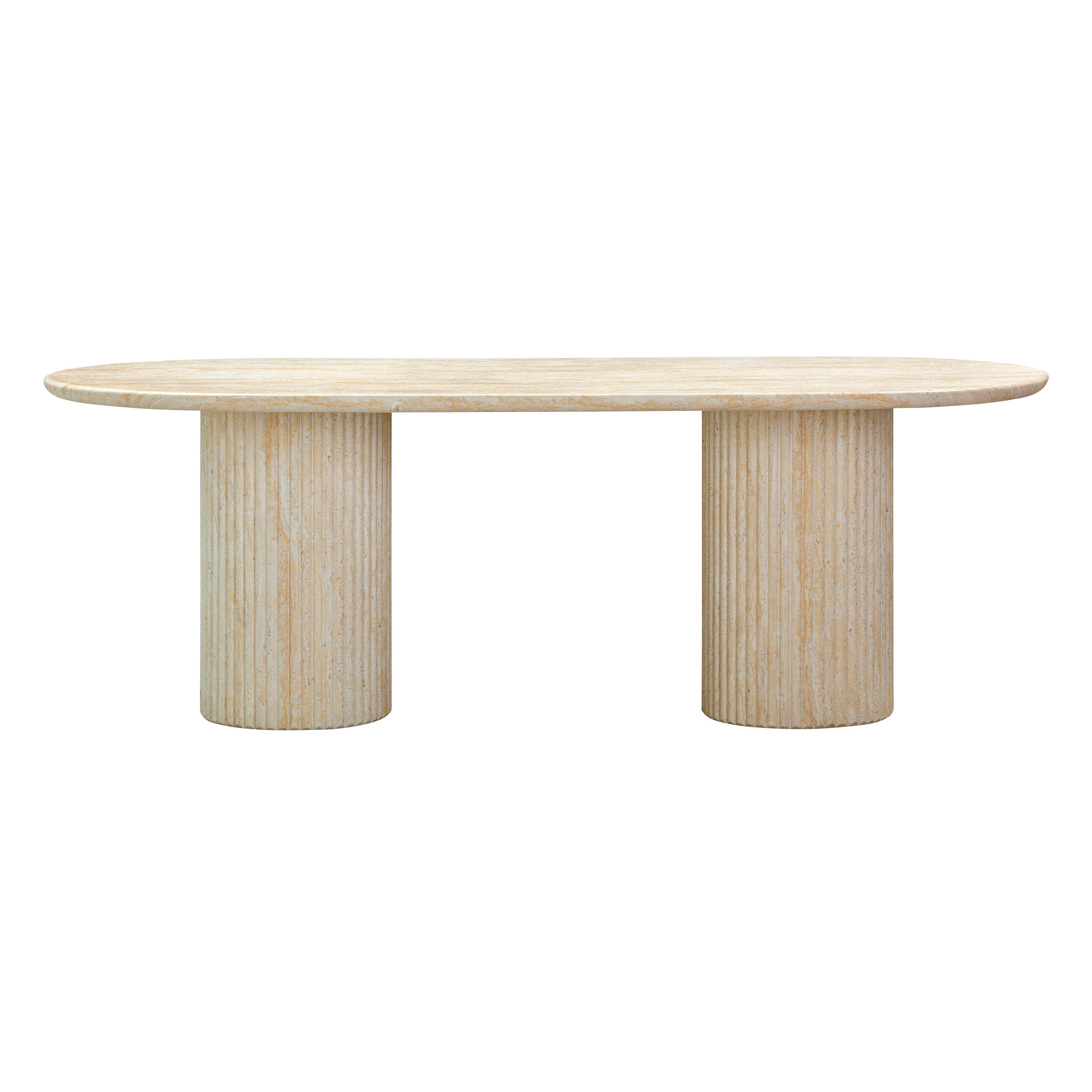 TOV Furniture Brut Dining Table, Travertine, large