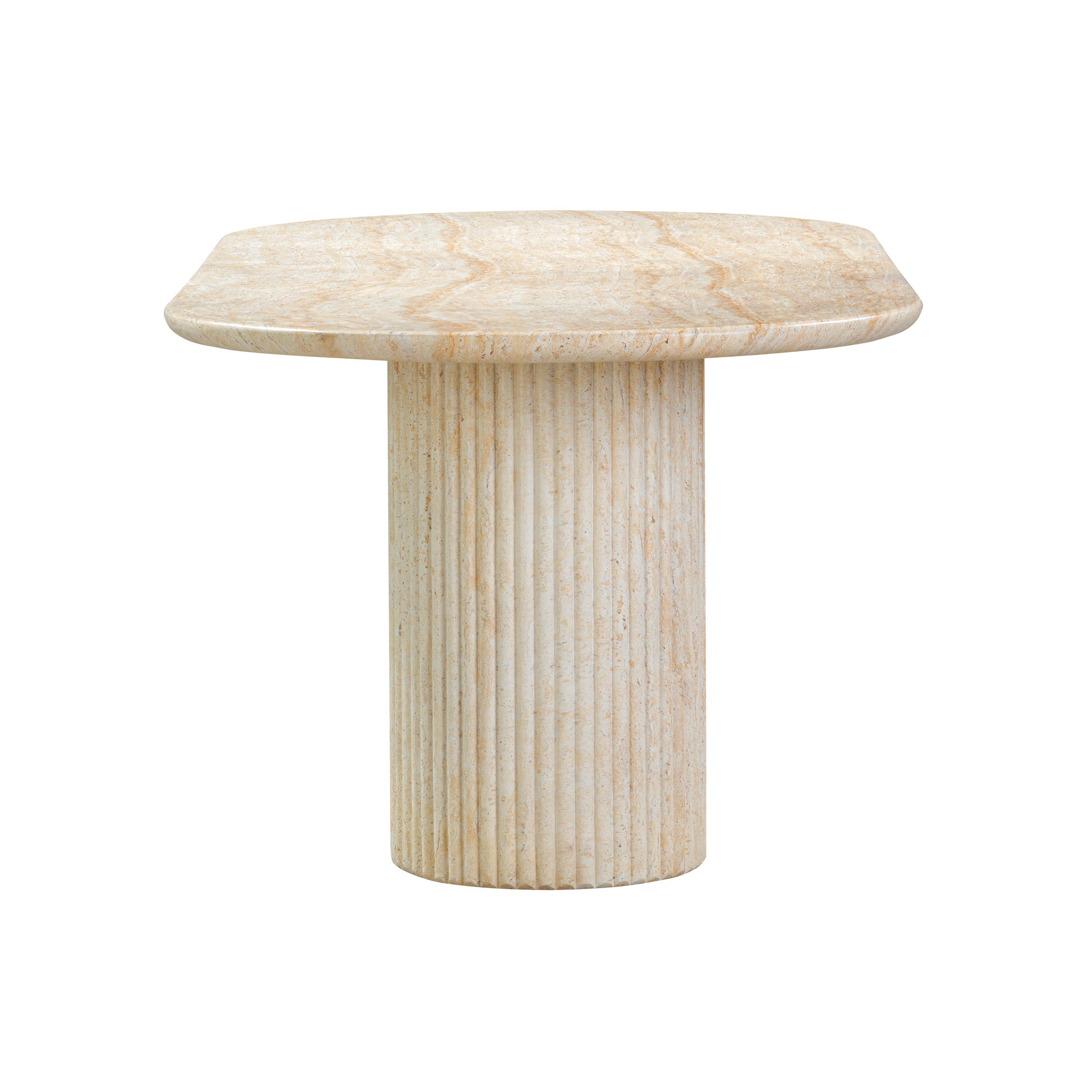 TOV Furniture Brut Dining Table, Travertine, large
