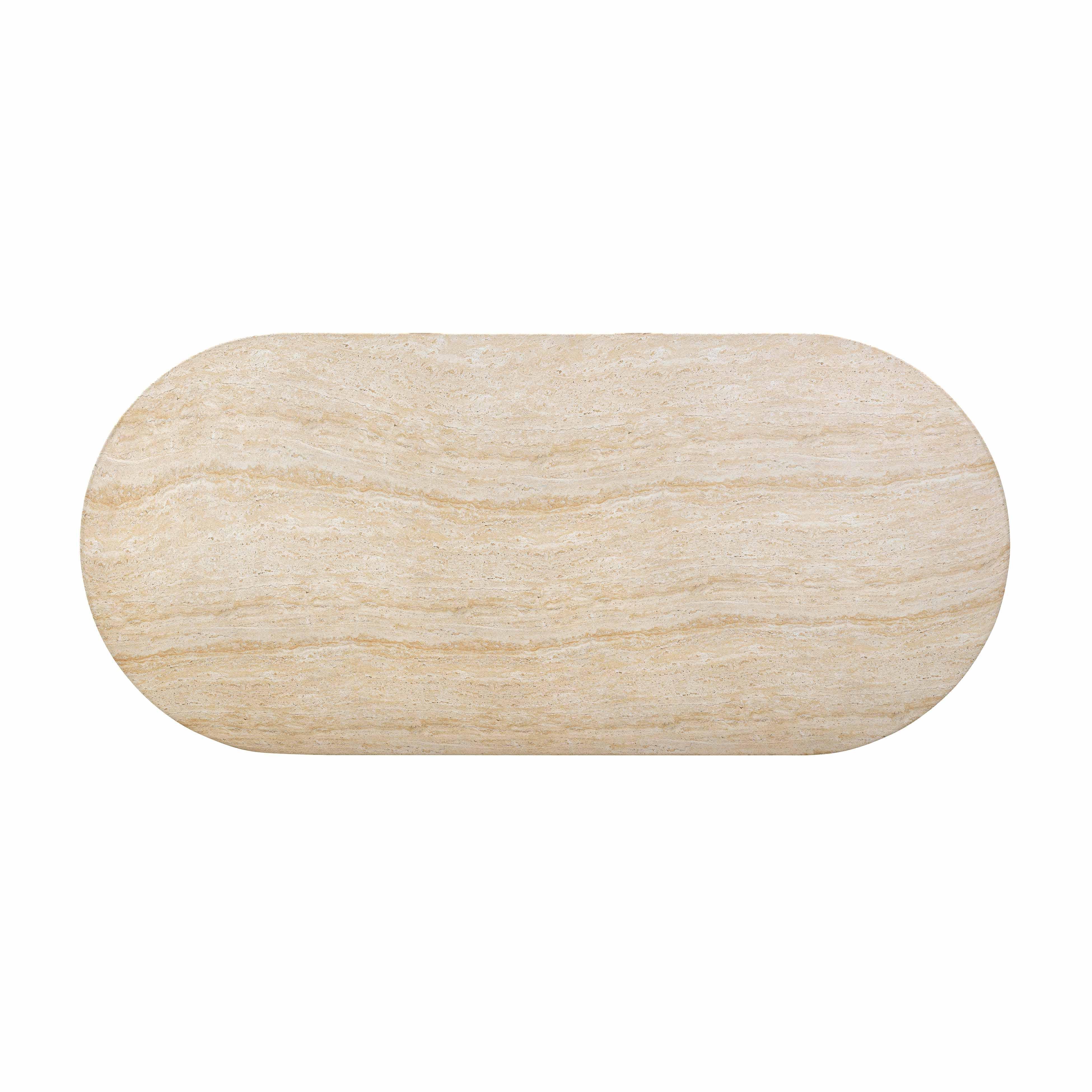 TOV Furniture Brut Dining Table, Travertine, large