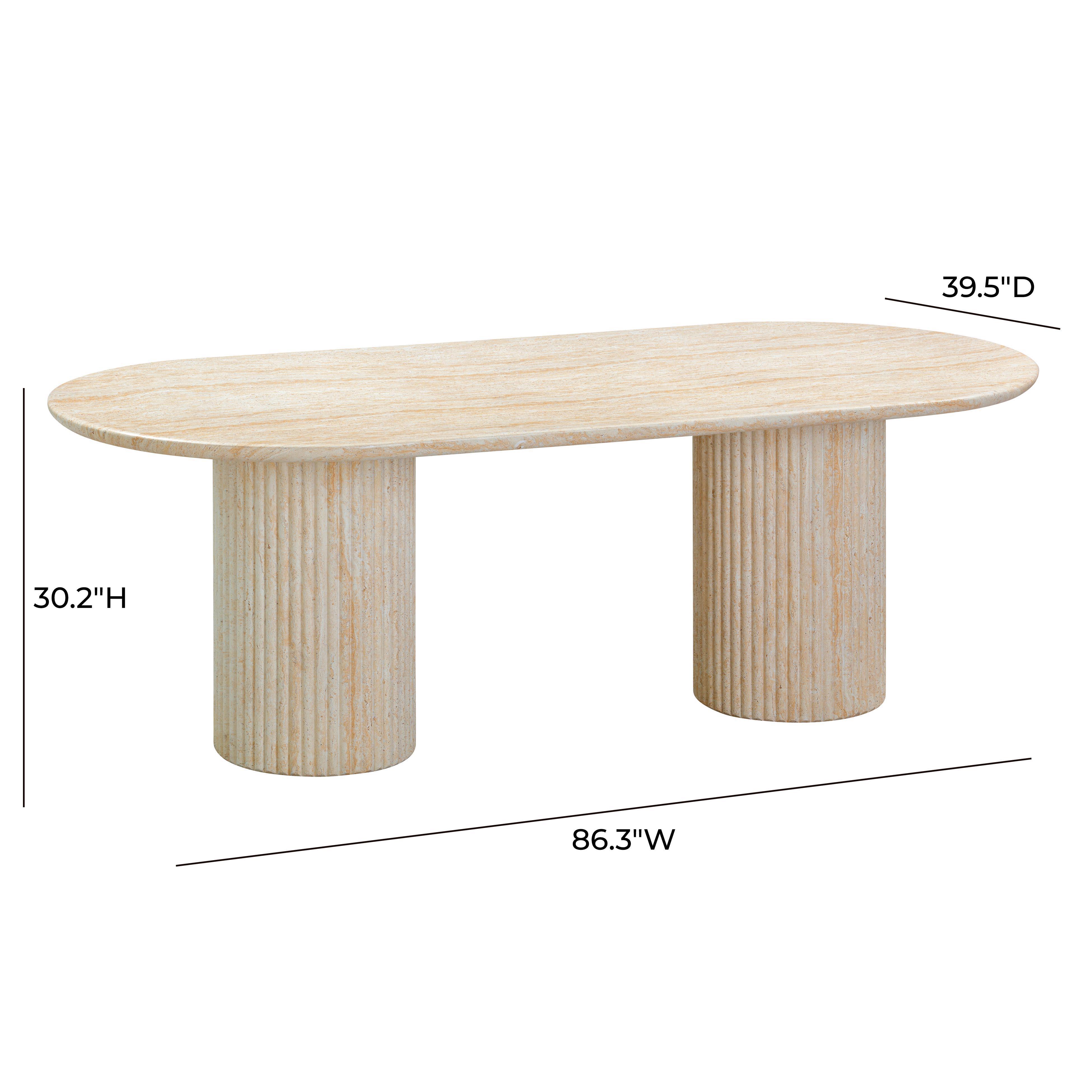 TOV Furniture Brut Dining Table, Travertine, large