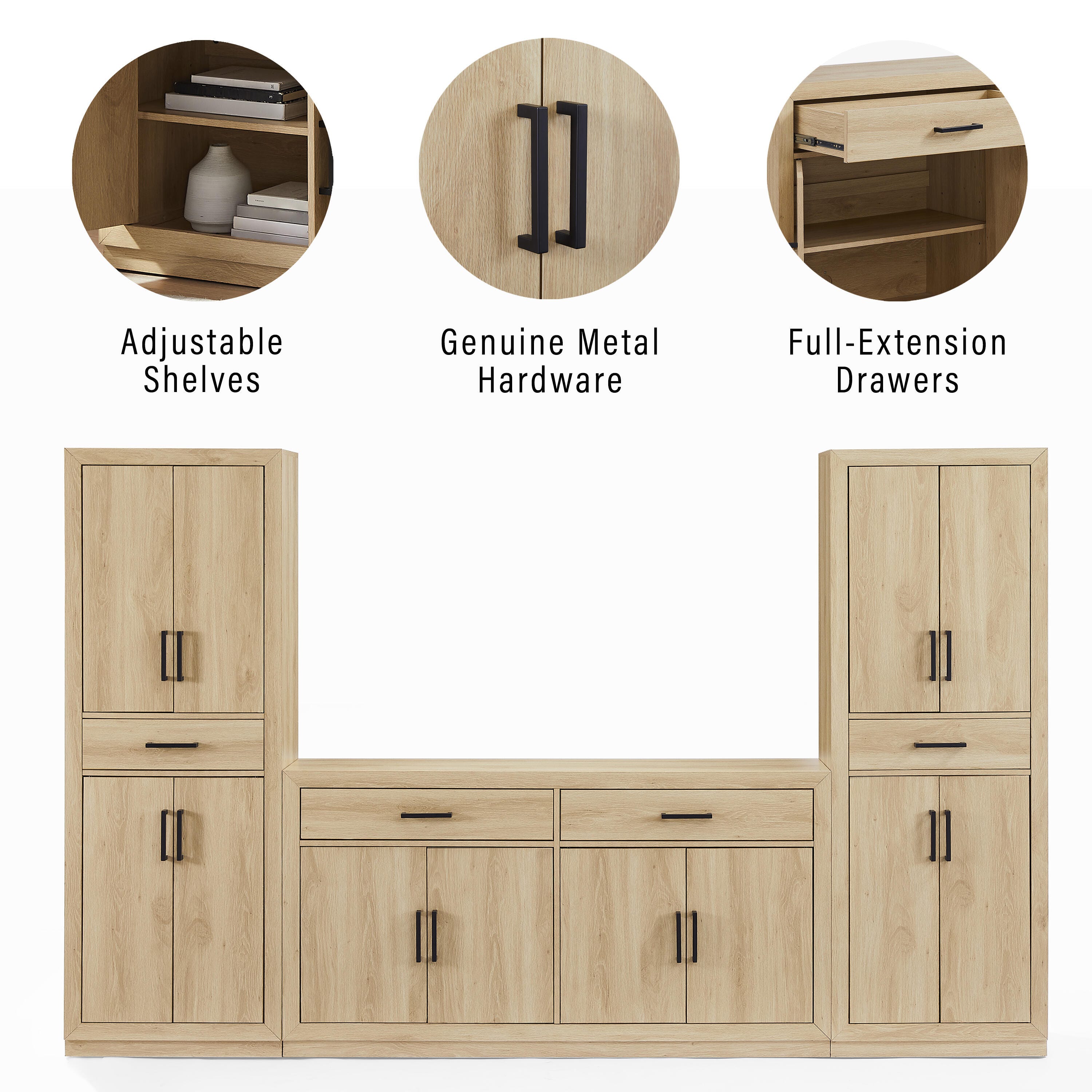 Crosley Furniture Isla 3-Piece Sideboard And Pantry Set | Ashley