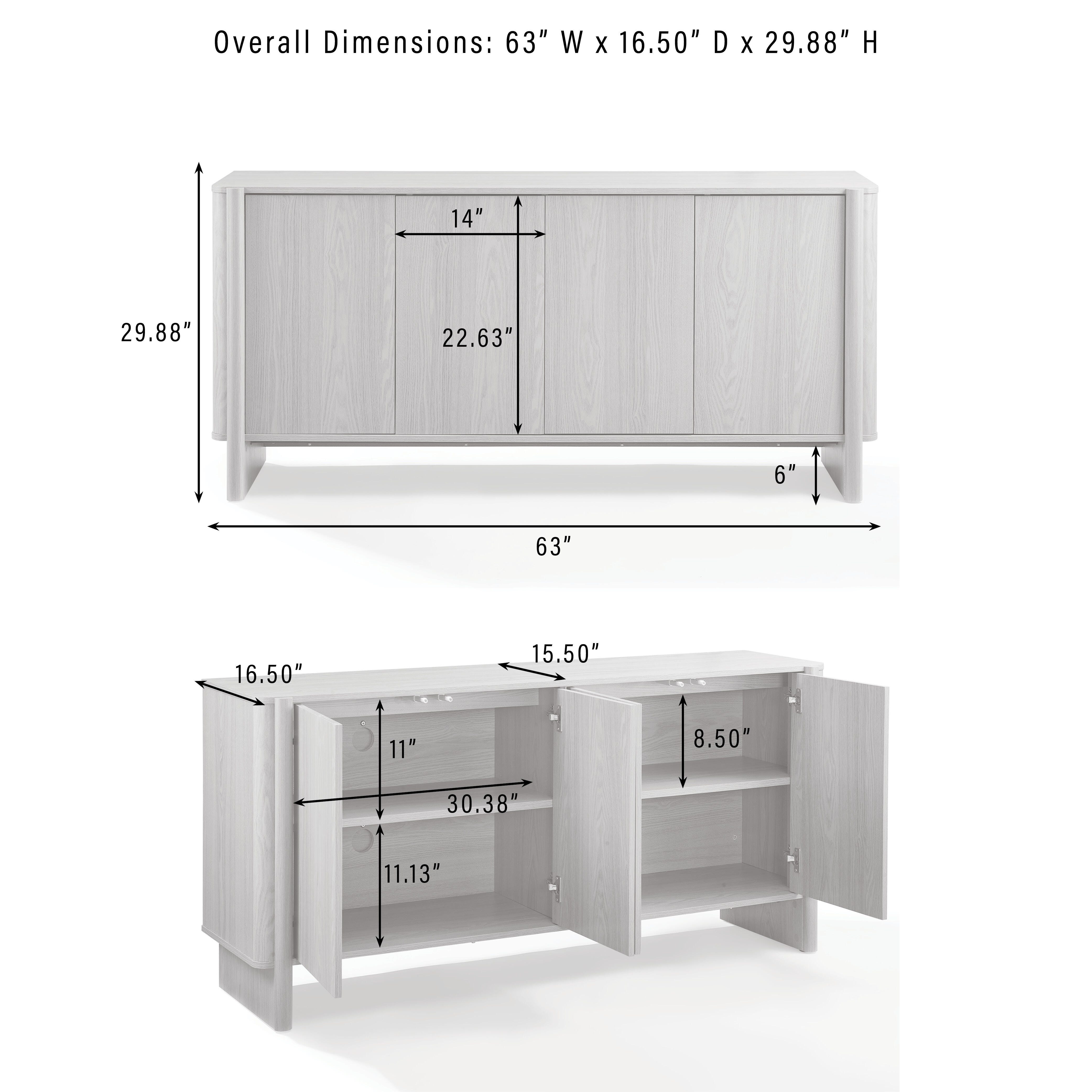 Crosley Furniture Wesley Sideboard, White Oak, large