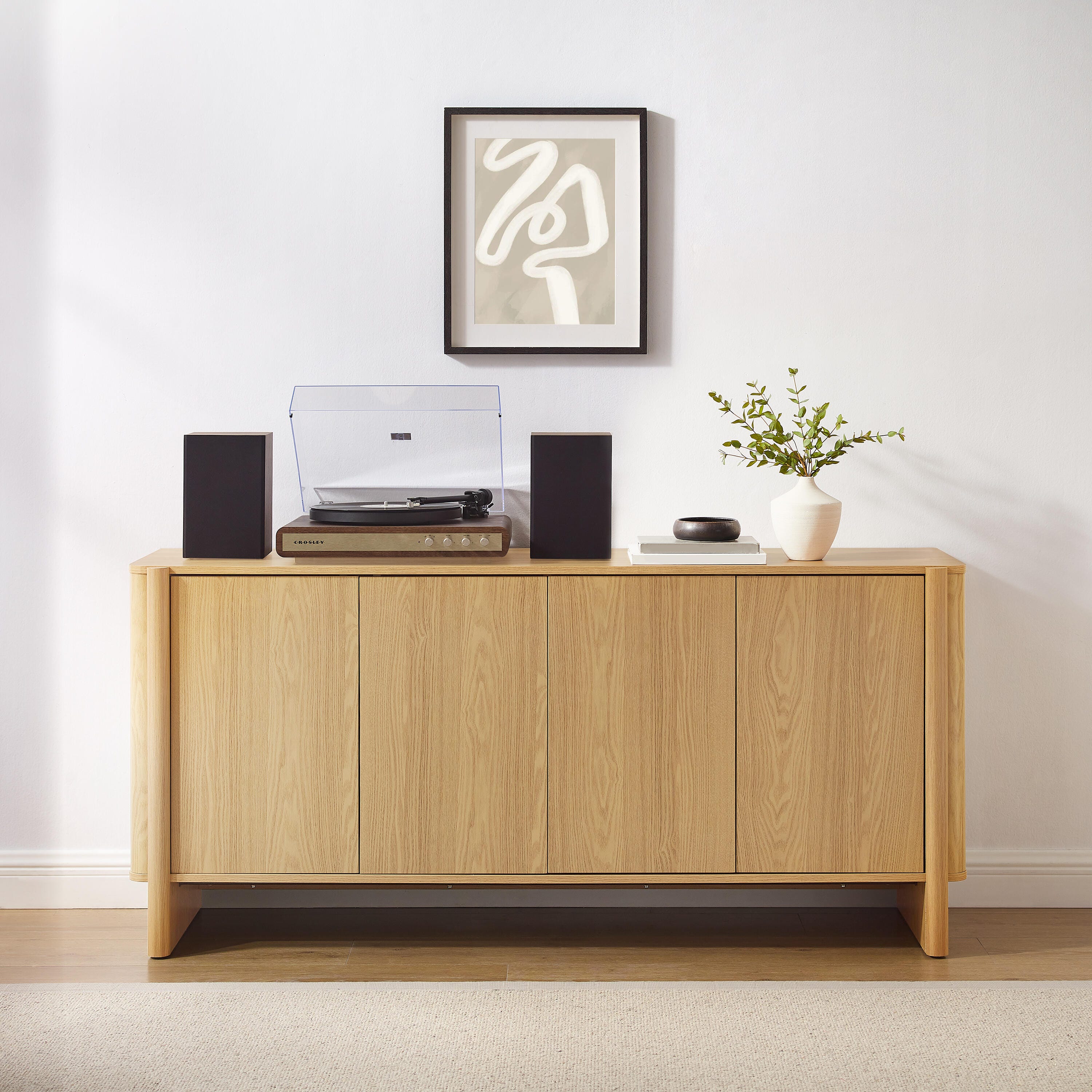 Crosley Furniture Wesley Sideboard, White Oak, large
