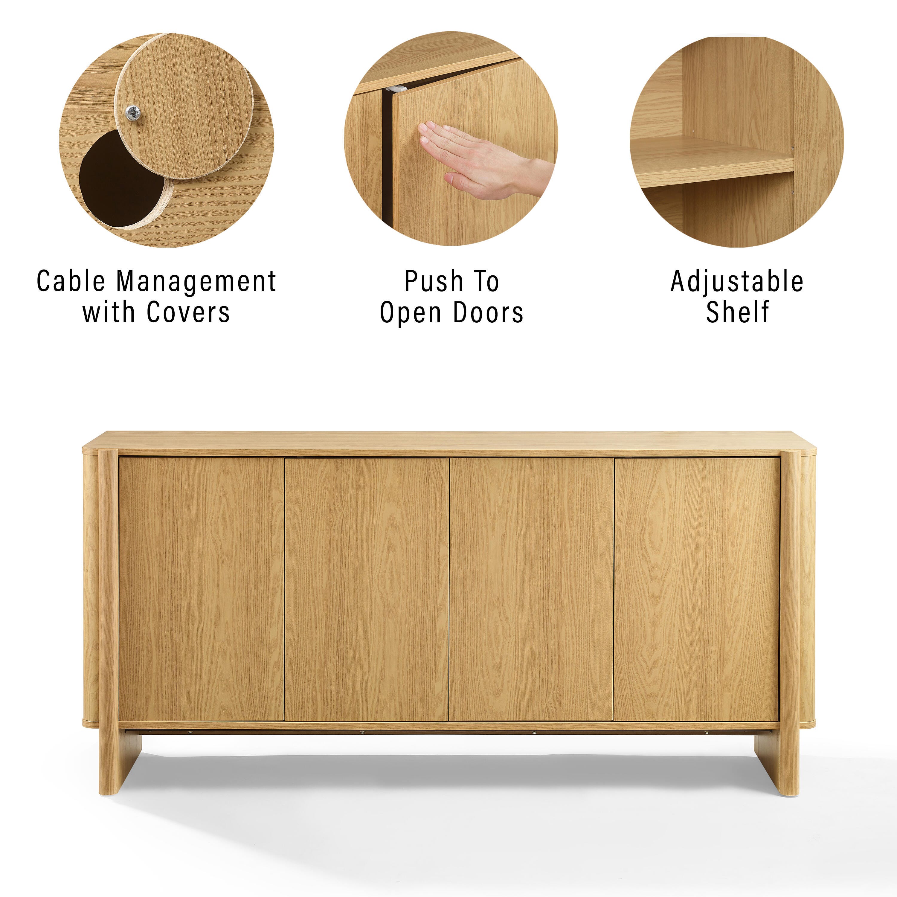 Crosley Furniture Wesley Sideboard, White Oak, large