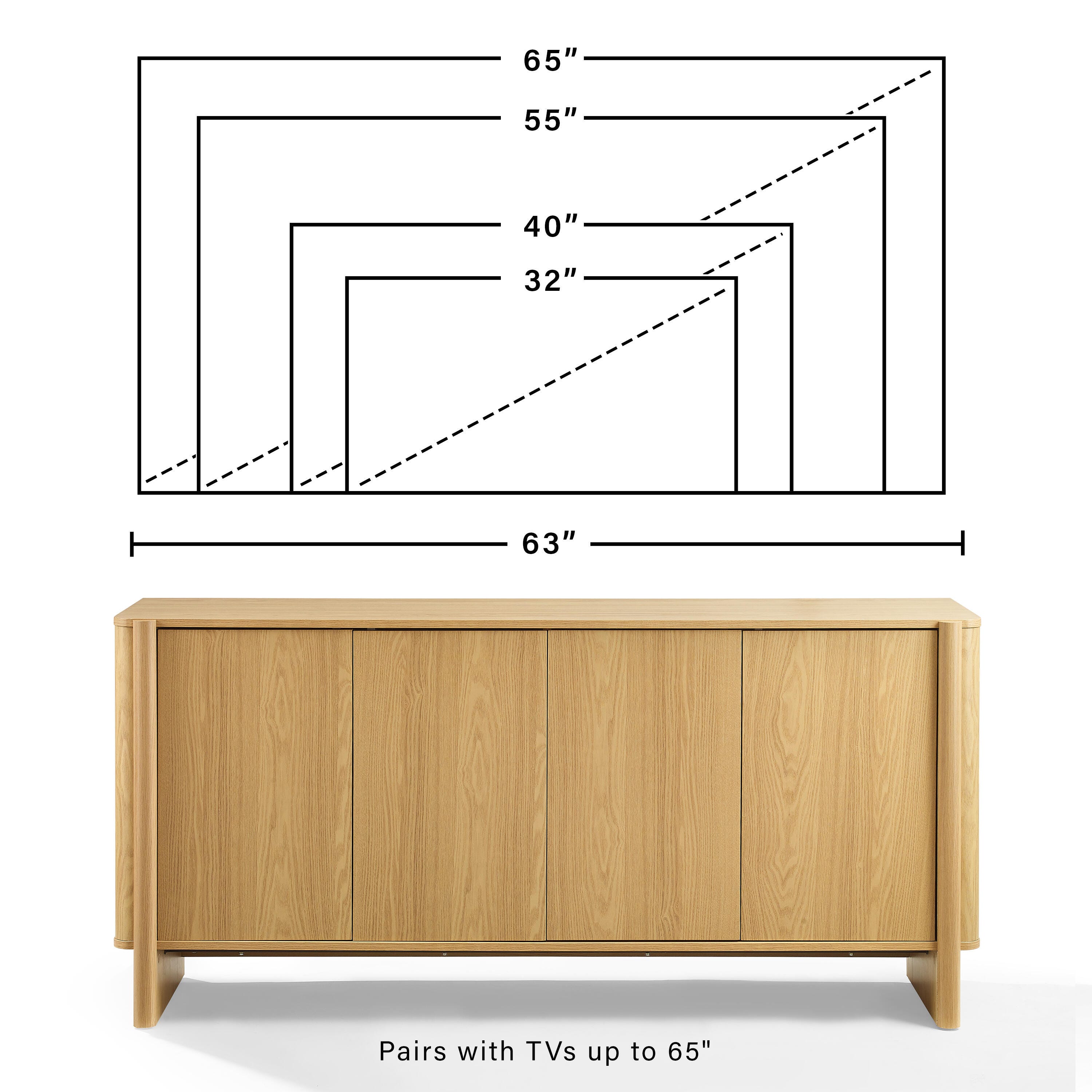 Crosley Furniture Wesley Sideboard, White Oak, large