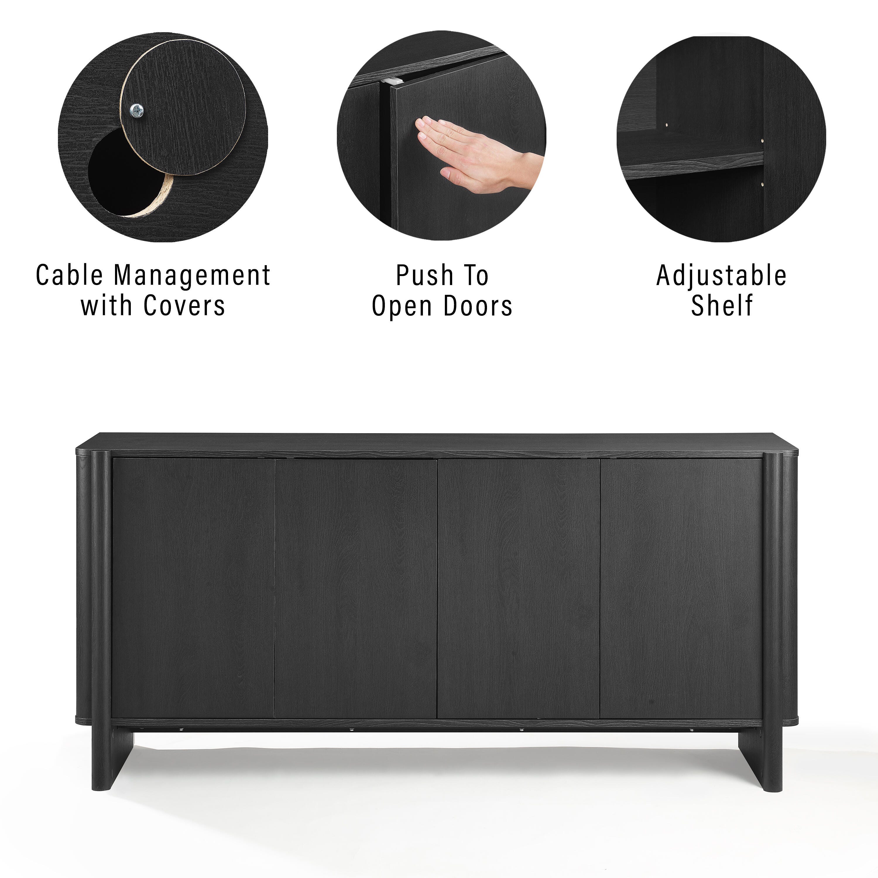 Crosley Furniture Wesley Sideboard, Black, large