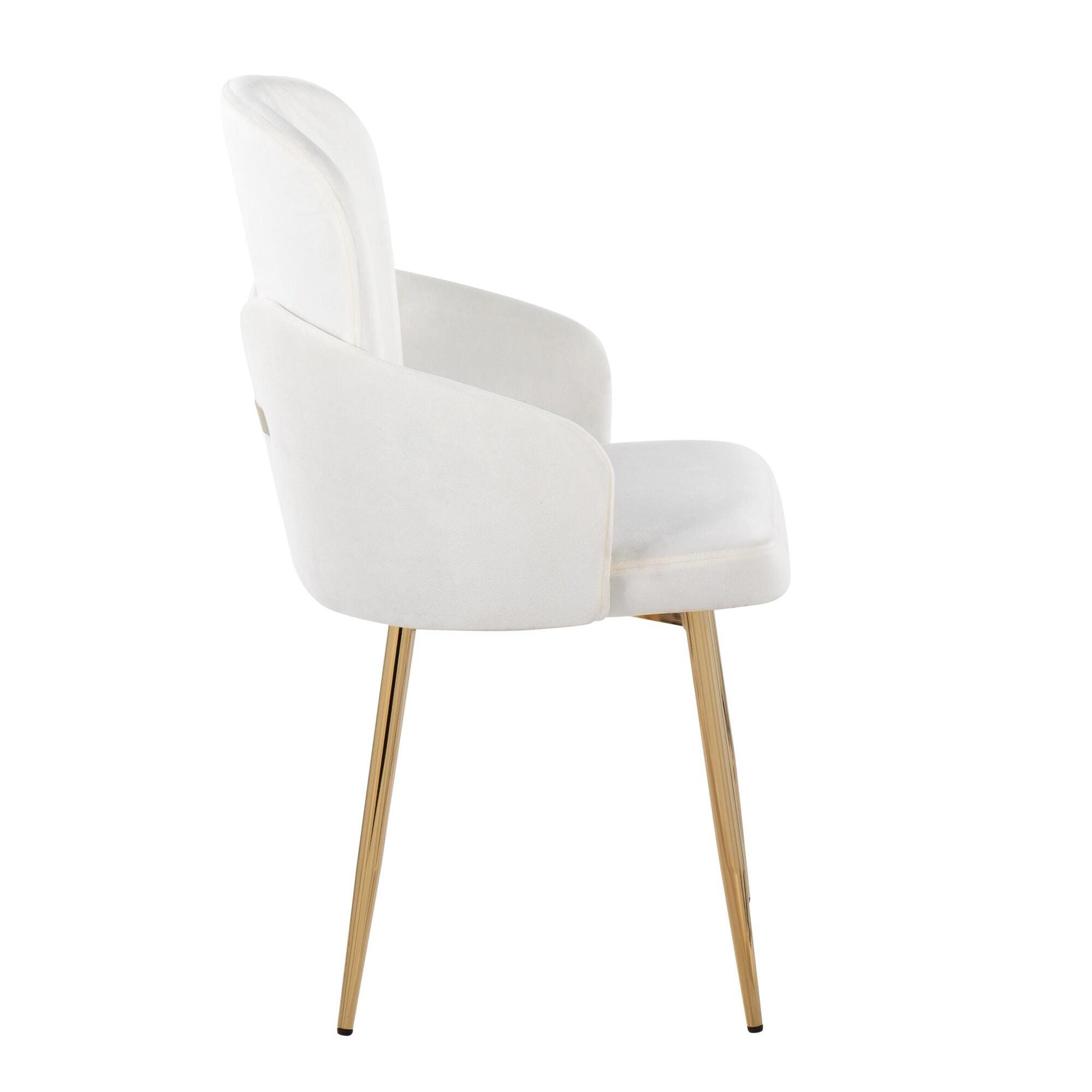 LumiSource Dahlia Dining Chair (Set of 2), Gold/Cream, large