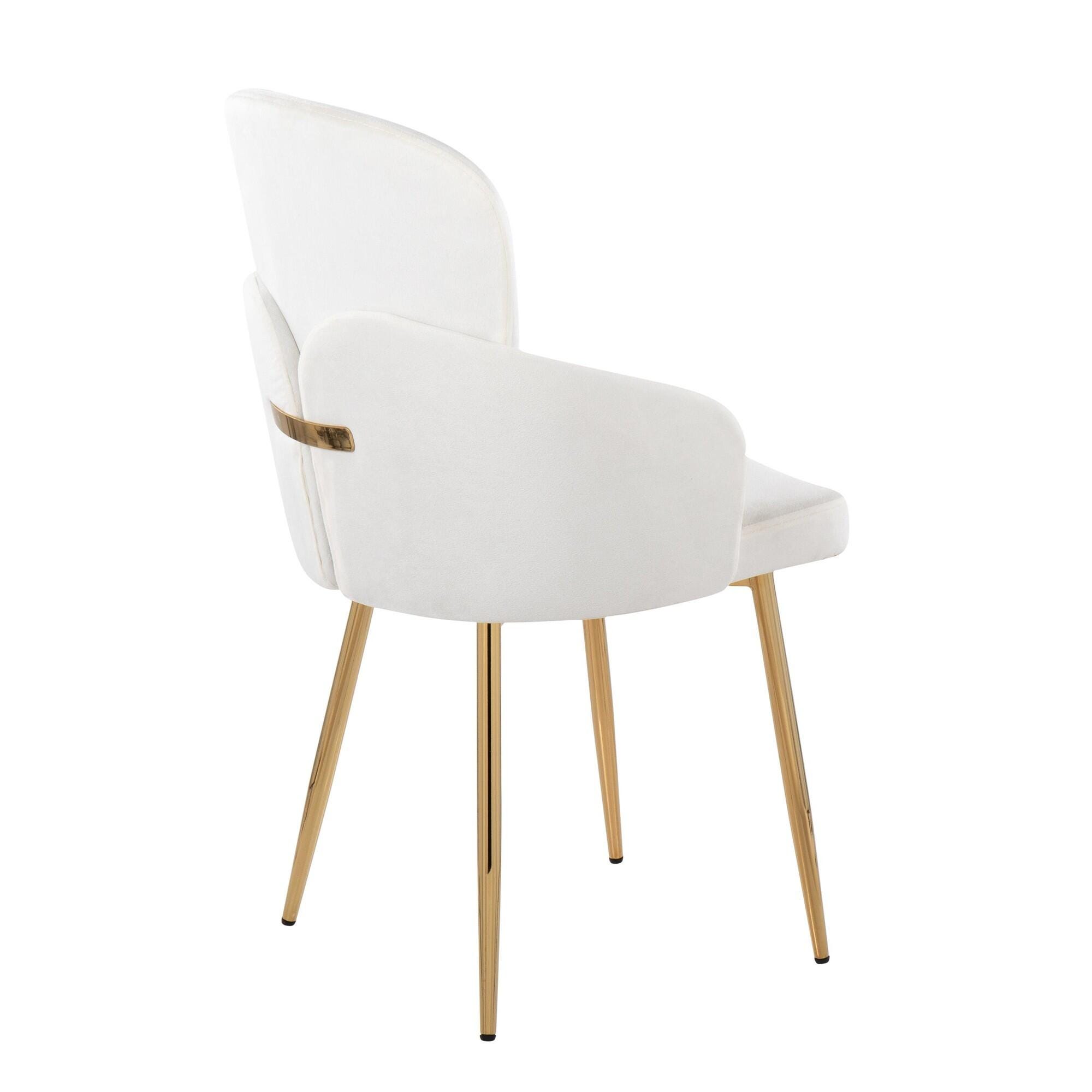 LumiSource Dahlia Dining Chair (Set of 2), Gold/Cream, large
